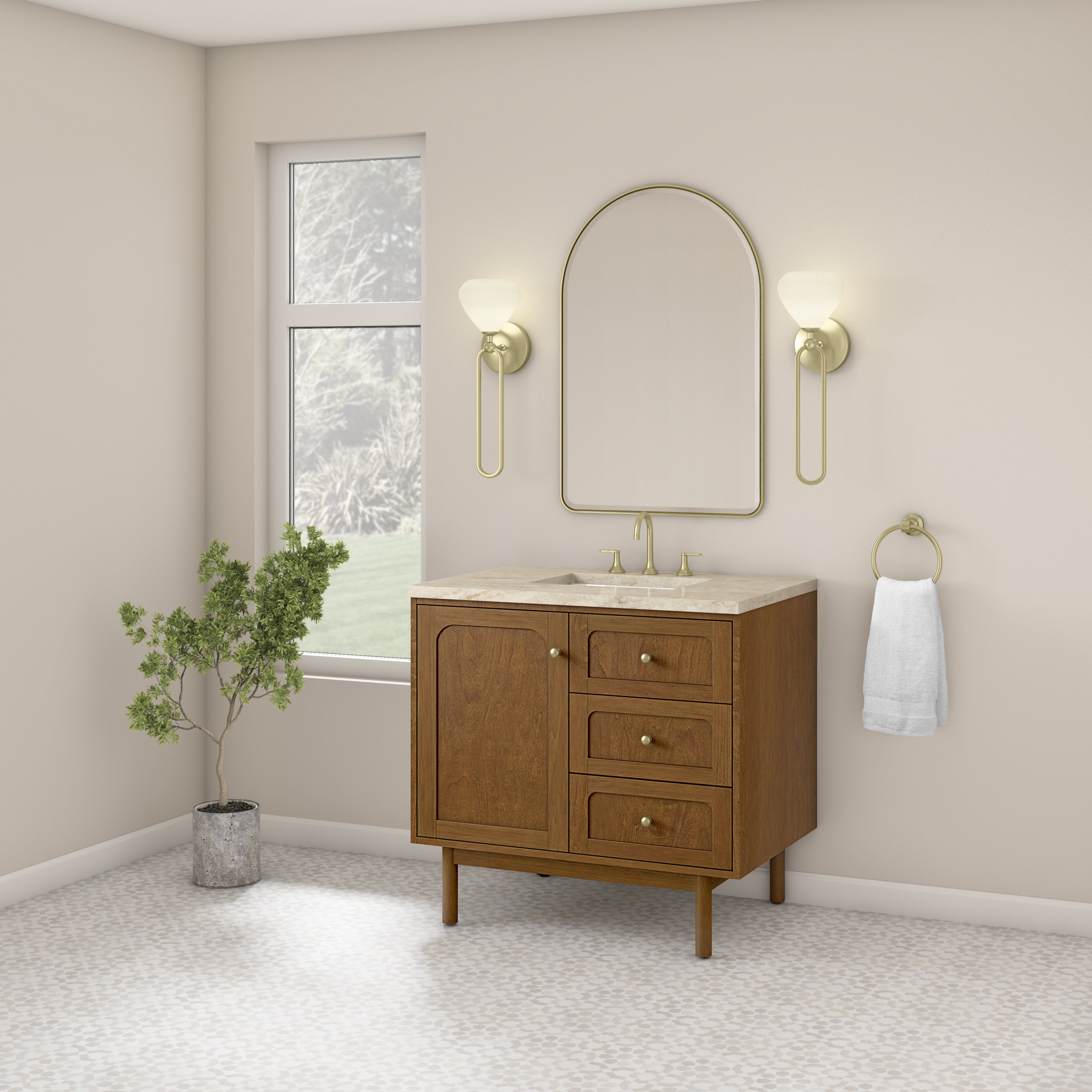 James Martin Laurent 36" Single Vanity in Honey Oak with 3cm Countertop