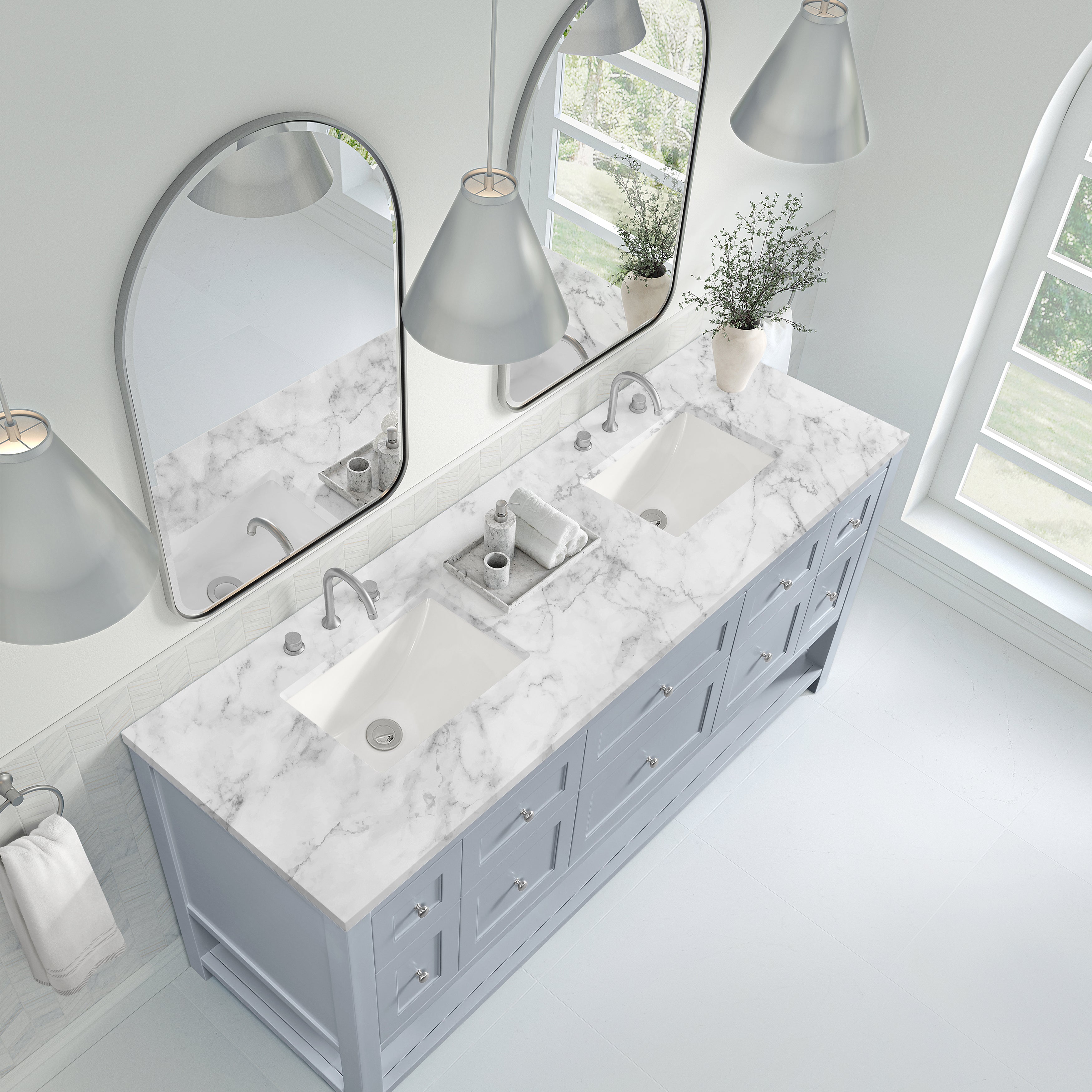 James Martin Breckenridge 72" Double Vanity in Serenity Blue with 3cm Countertop