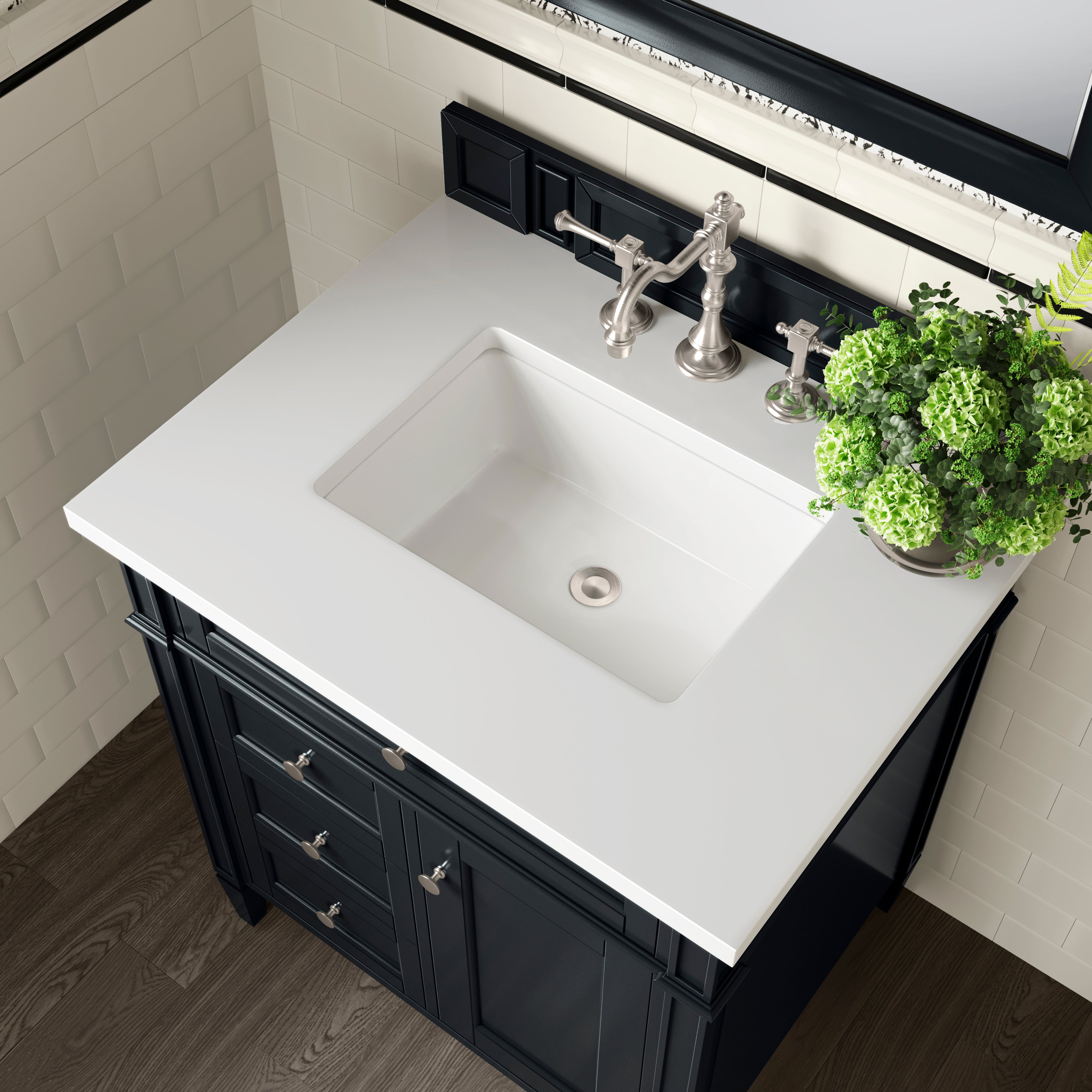 James Martin Brittany 30" Single Vanity in Black Onyx with 3cm Countertop