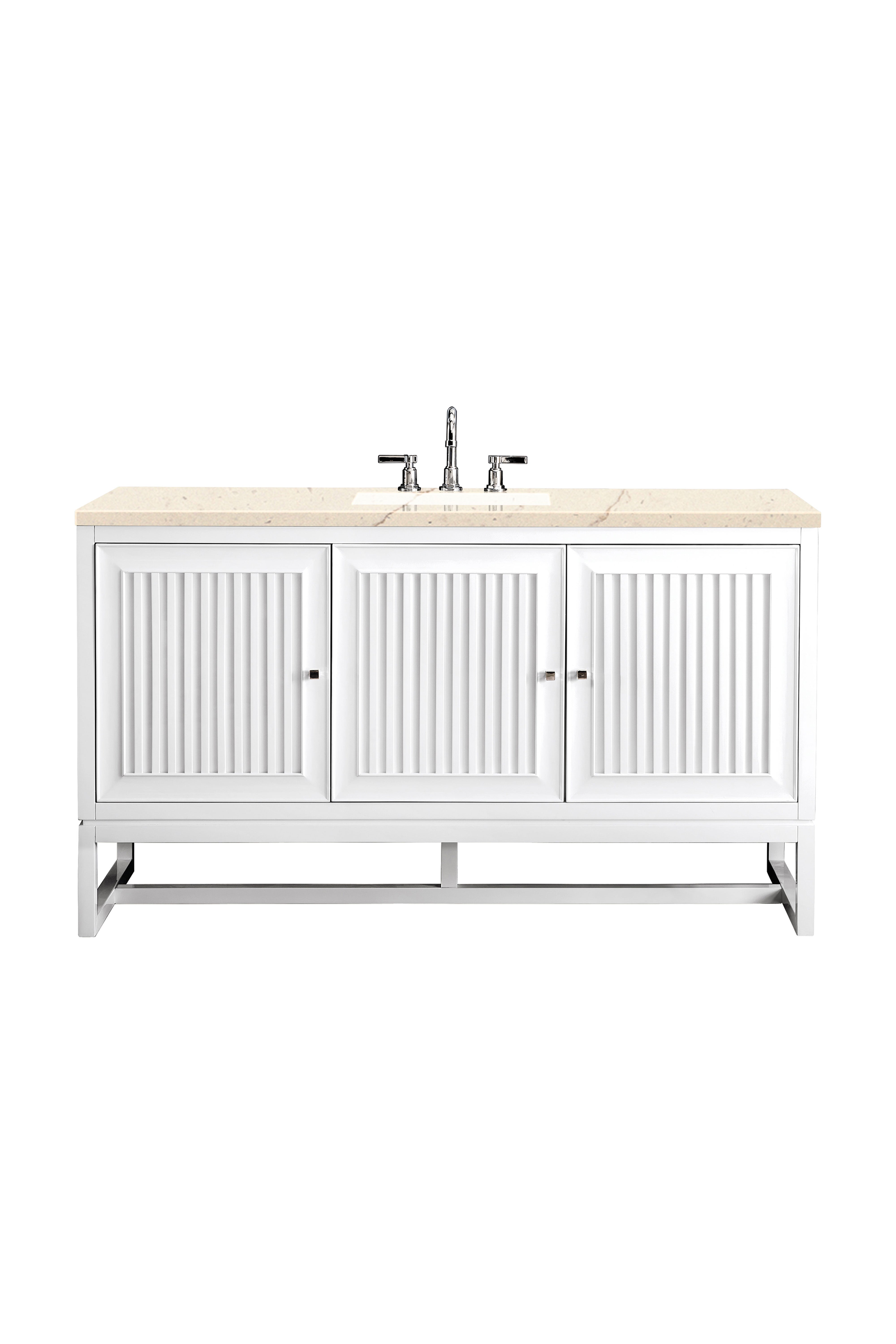 James Martin Athens 60" Single Vanity in Glossy White with 3cm Countertop