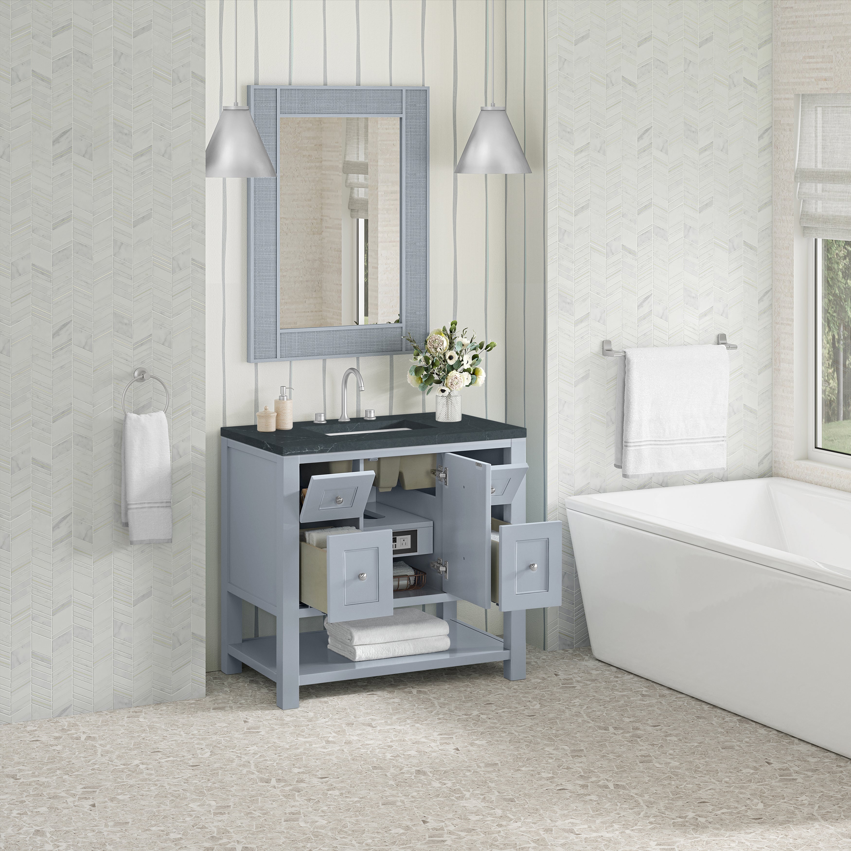 James Martin Breckenridge 36" Single in Serenity Blue with 3cm Countertop