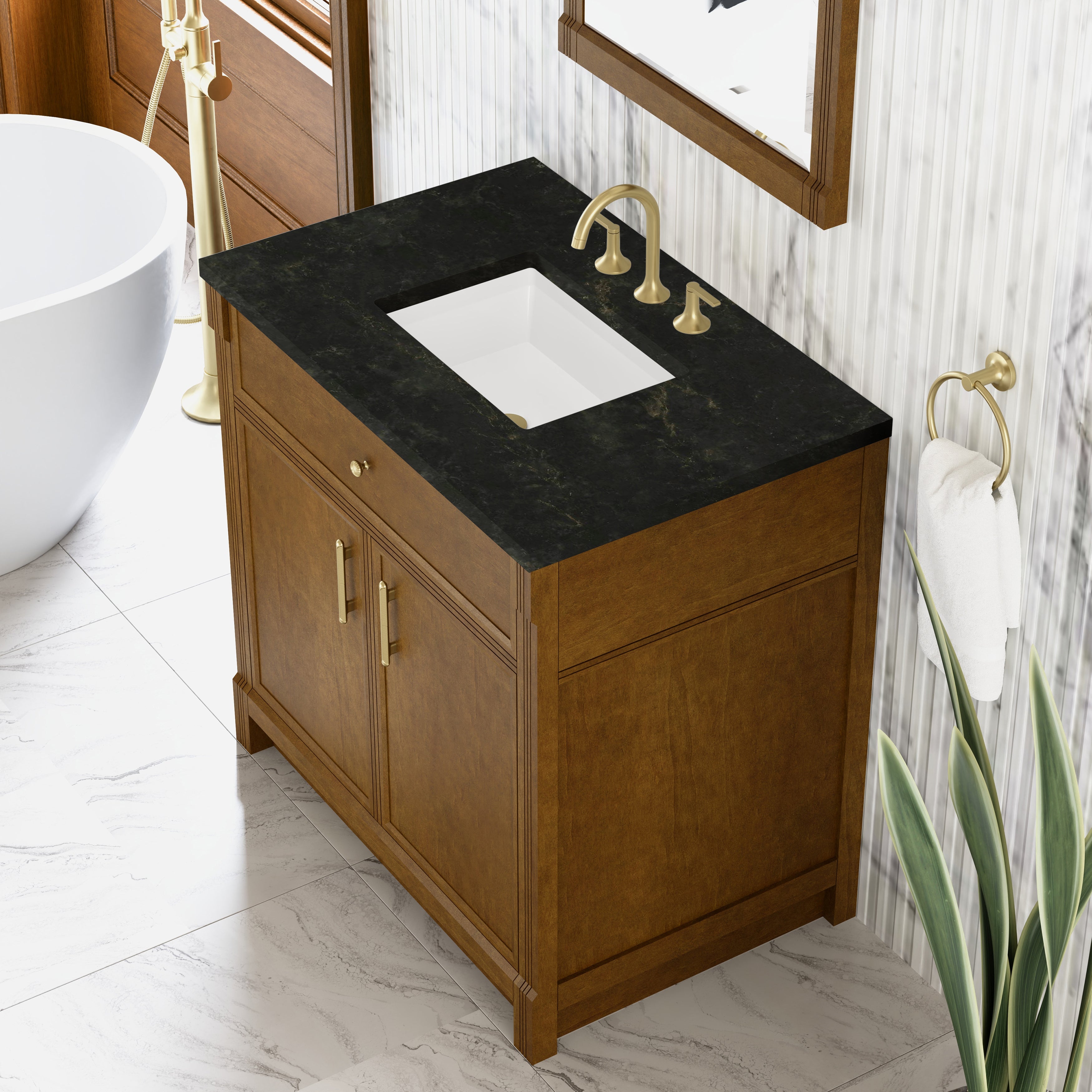 James Martin Bellshire 36" Single Vanity in Honey Oak with 3cm Countertop