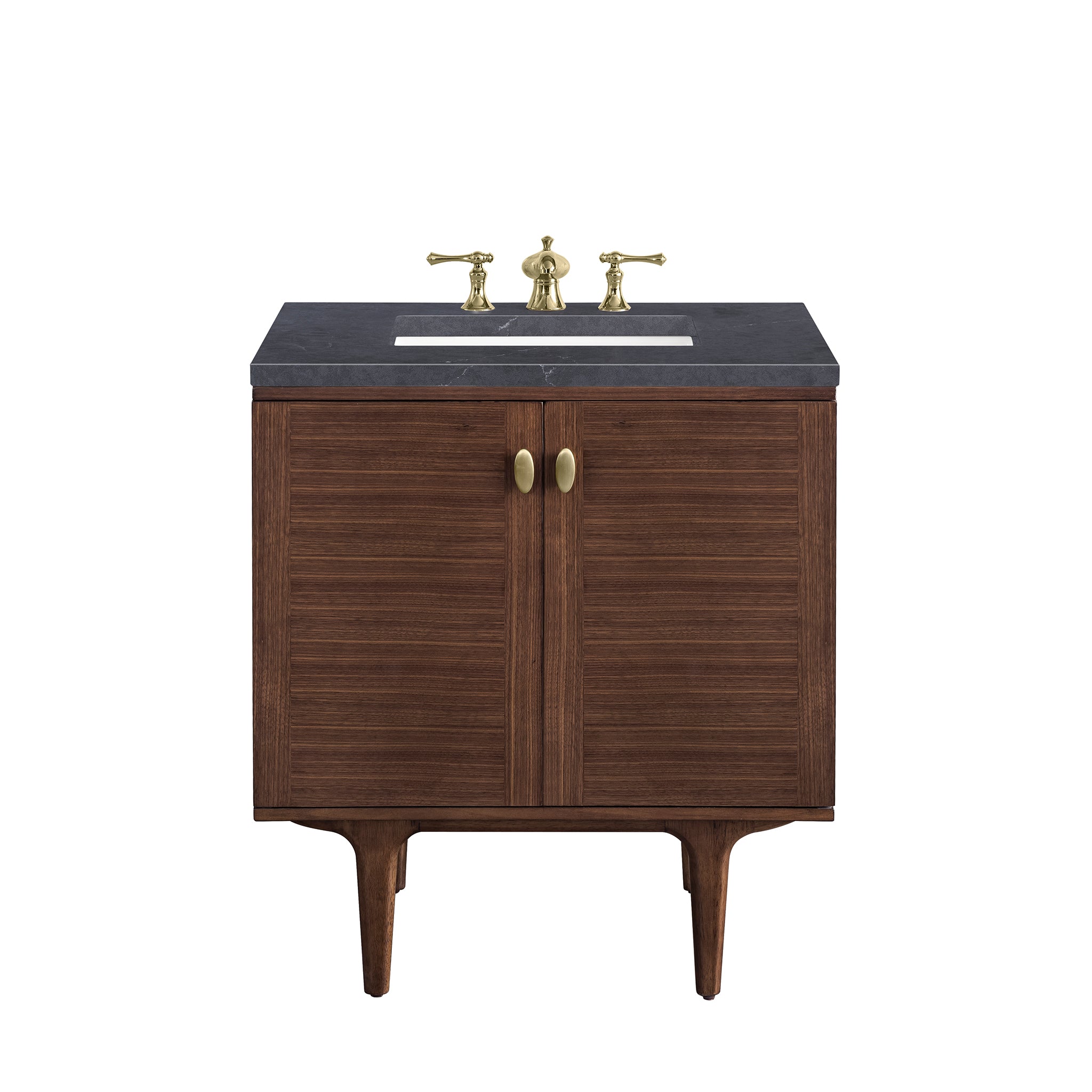 James Martin Amberly 30" Single Vanity in Mid-Century Walnut with 3cm Countertop