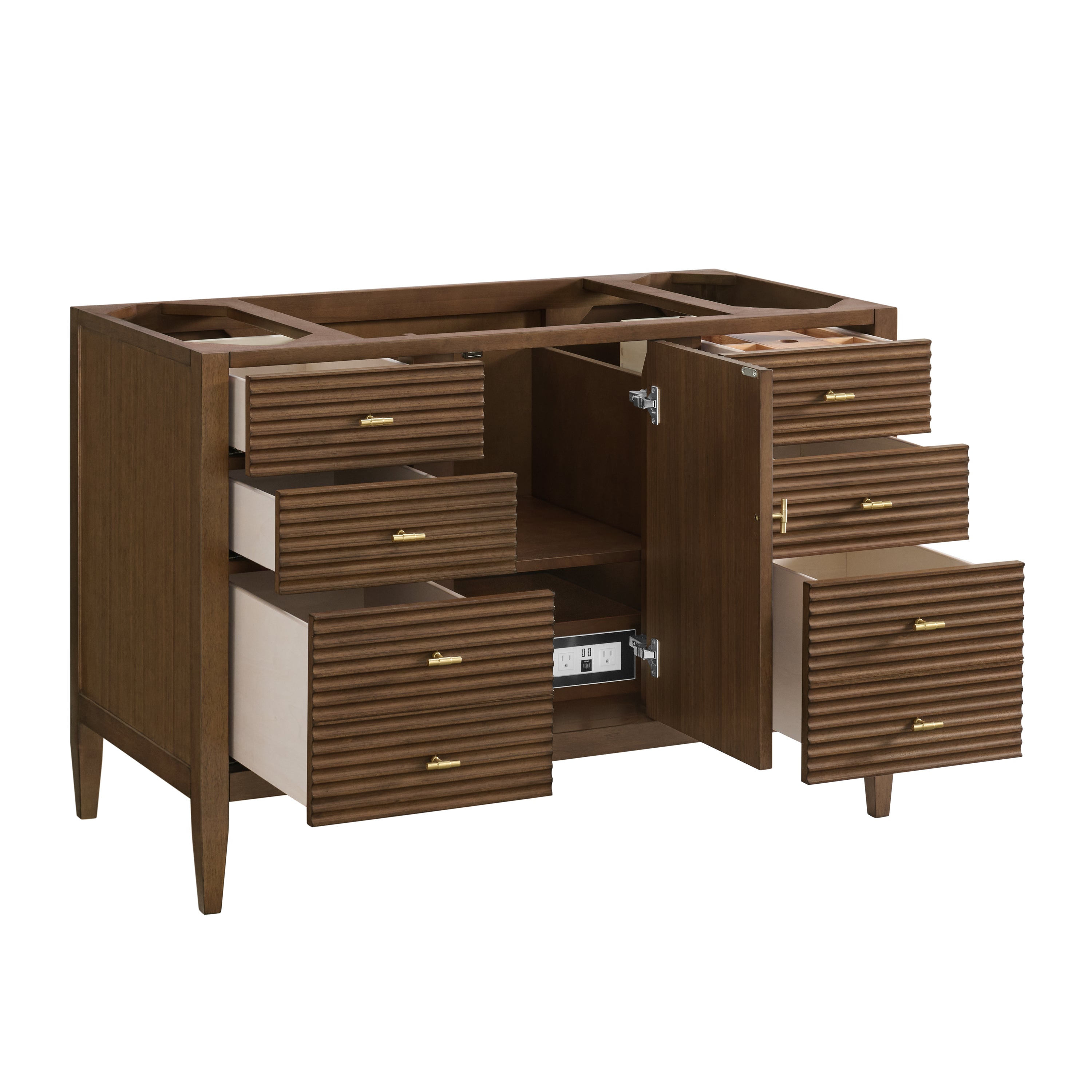 James Martin Myrrin 48" Single Vanity in Mid Century Walnut with 3cm Countertop