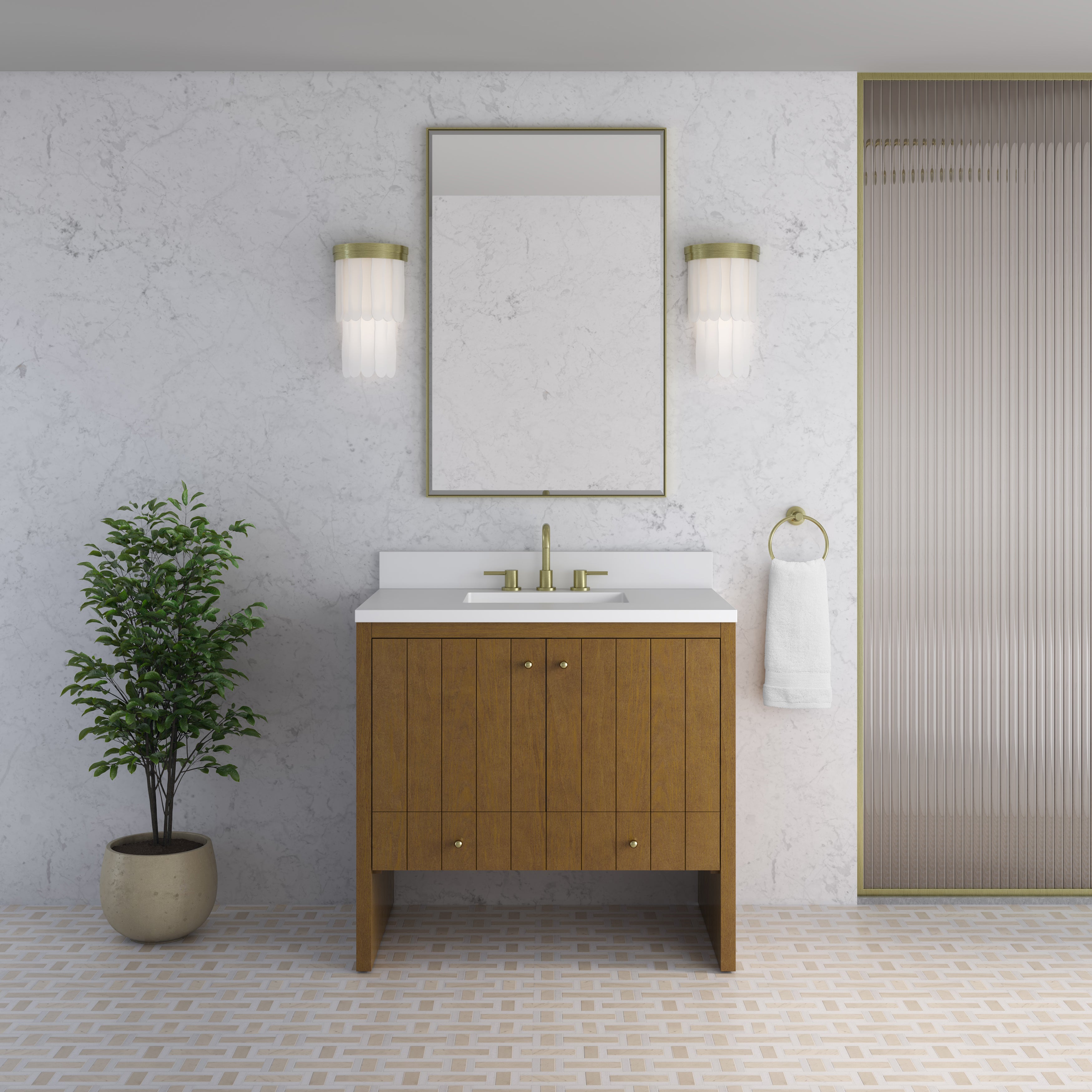 James Martin Hudson 36" Single Vanity in Honey Oak with 3cm Countertop