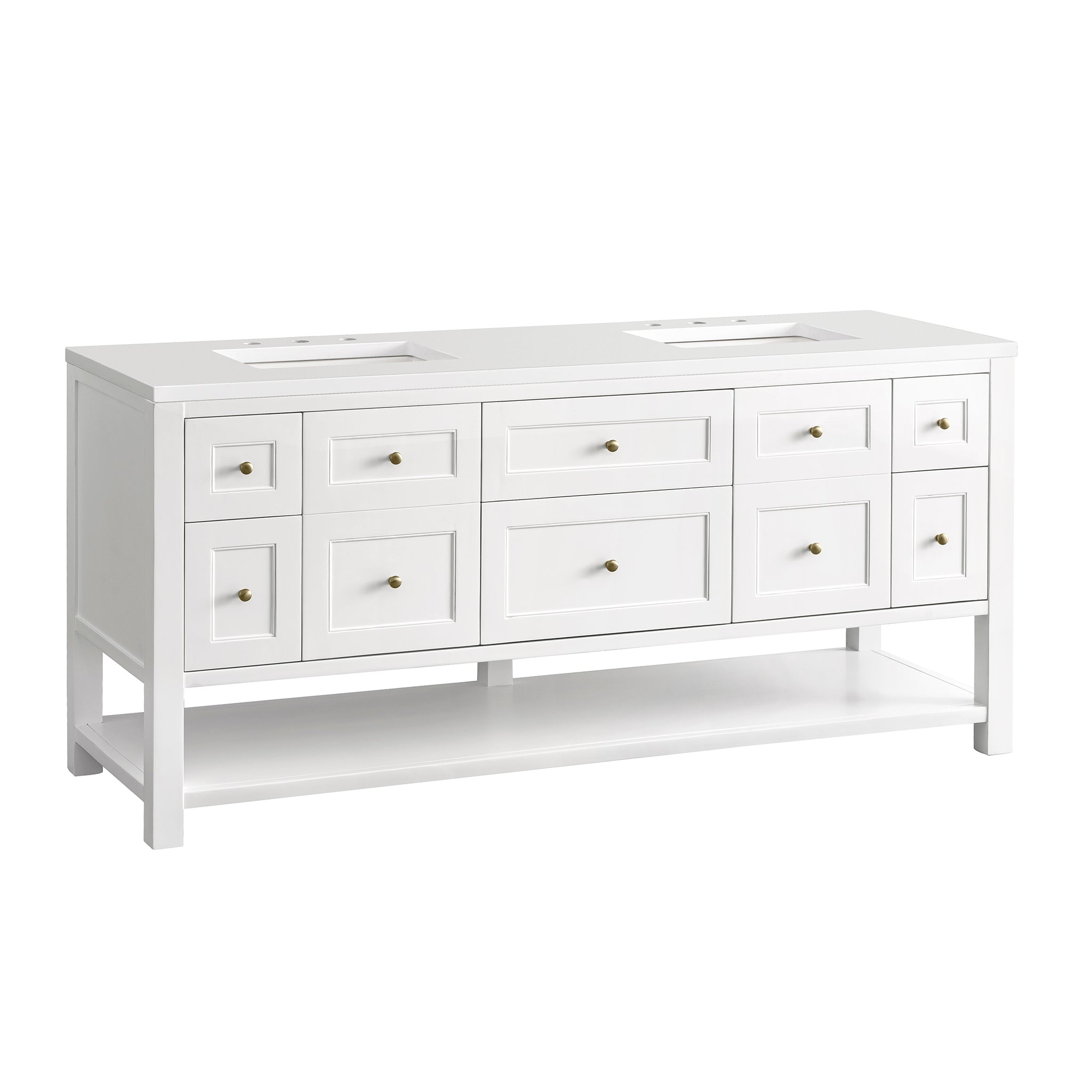 James Martin Breckenridge 72" Double Vanity in Bright White with 3cm Countertop