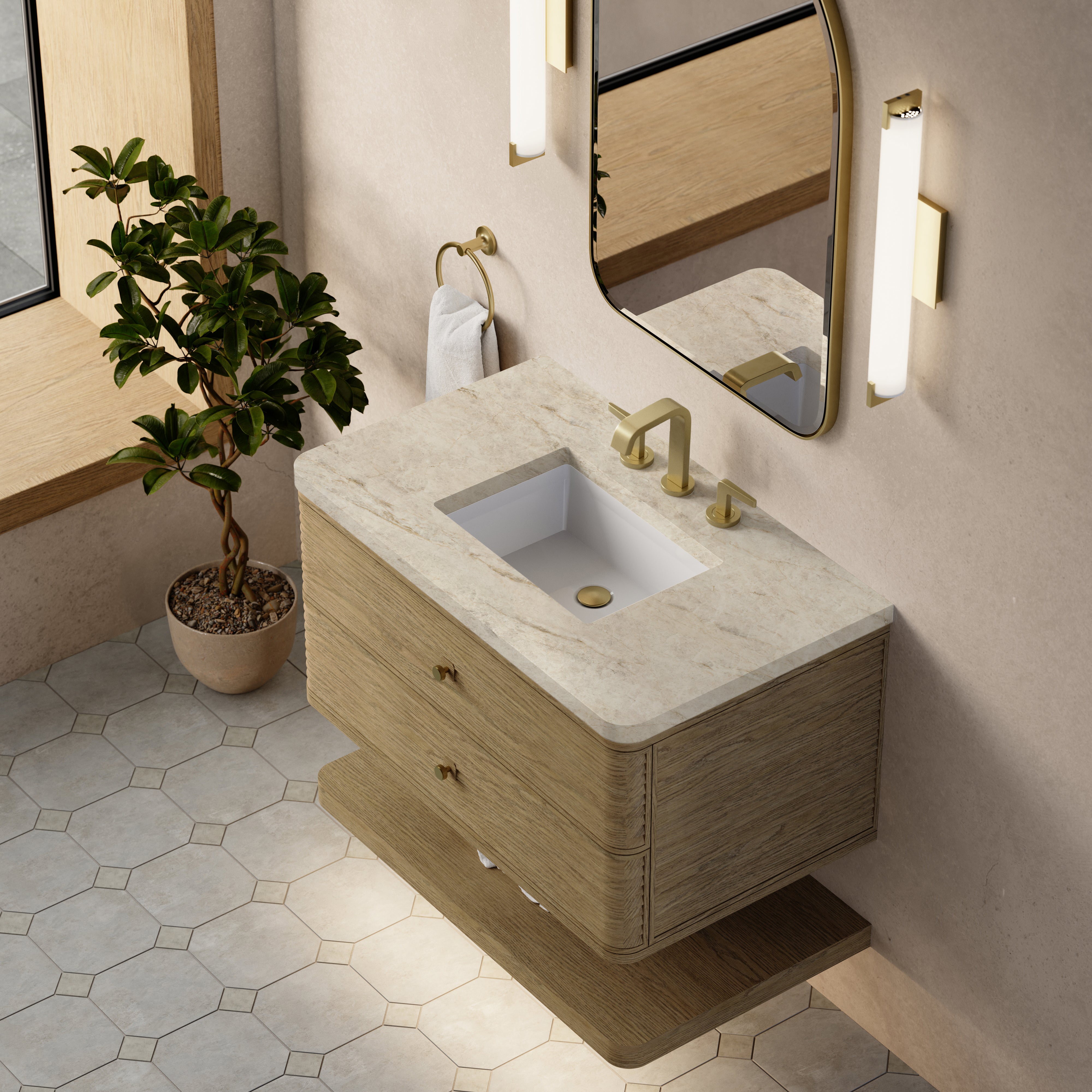 James Martin Allamari 36" Single Vanity in Dune Mist with 3cm Countertop