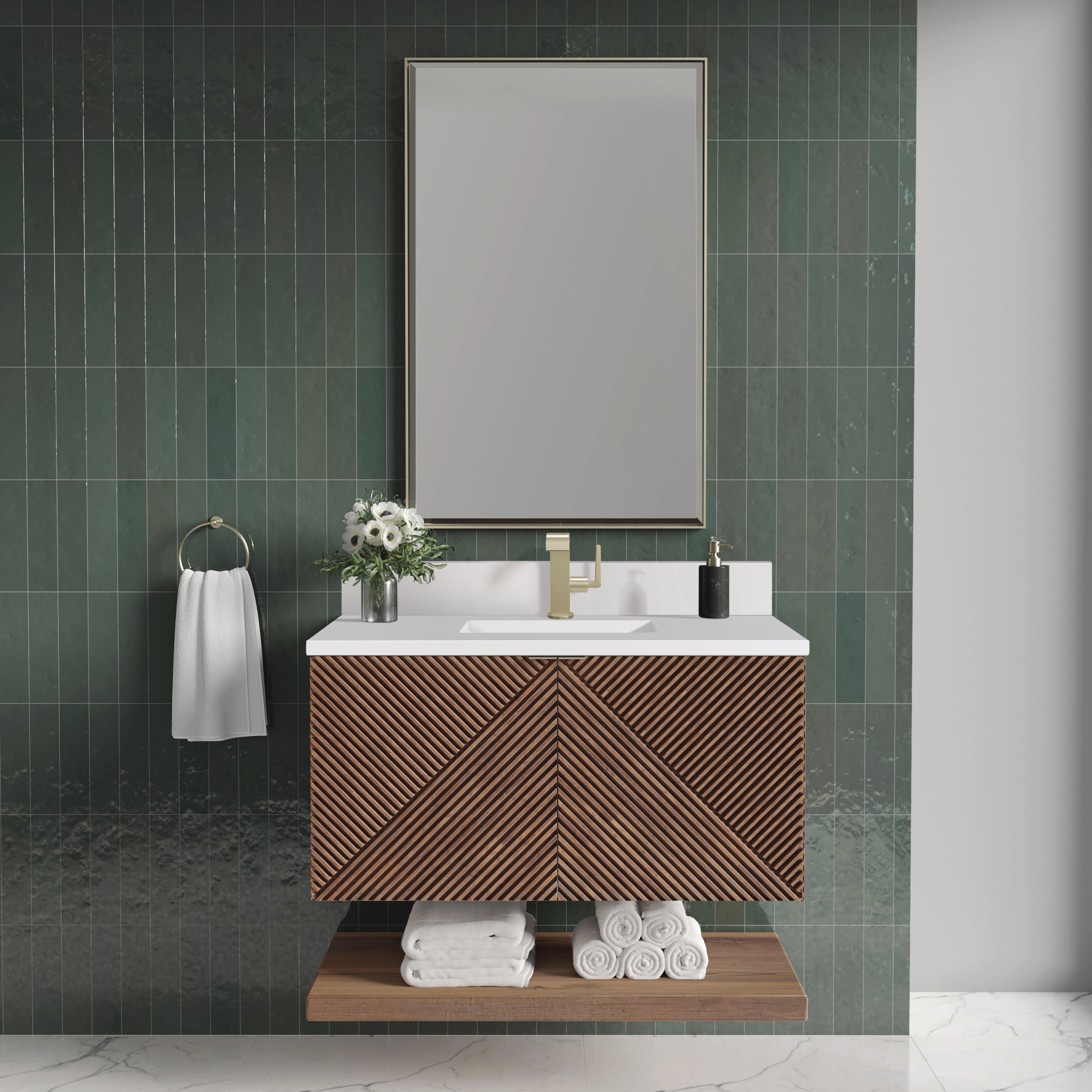 James Martin Marcello 36" Single Vanity in Chestnut with 3cm Countertop