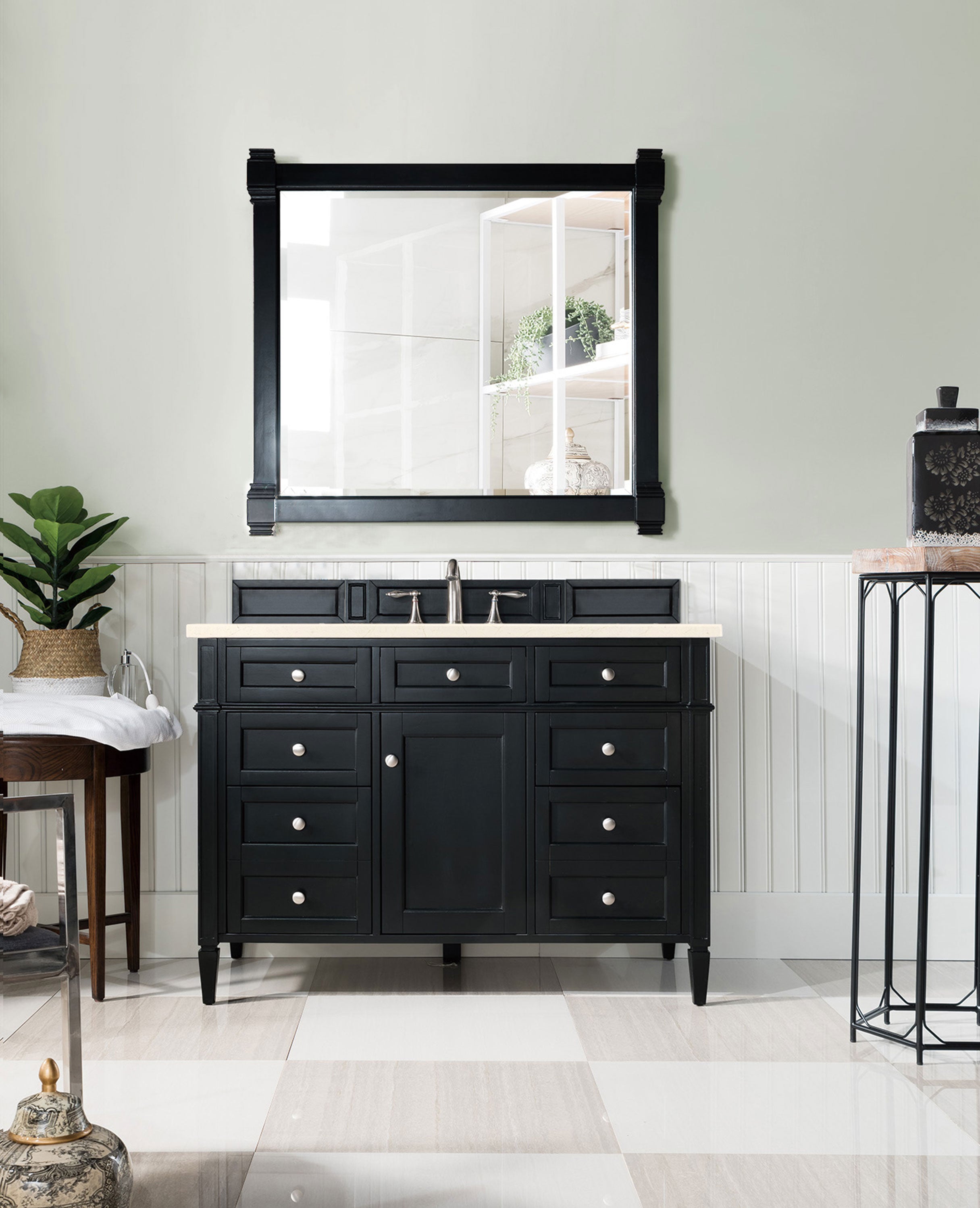 James Martin Brittany 48" Single Vanity in Black Onyx with 3cm Countertop