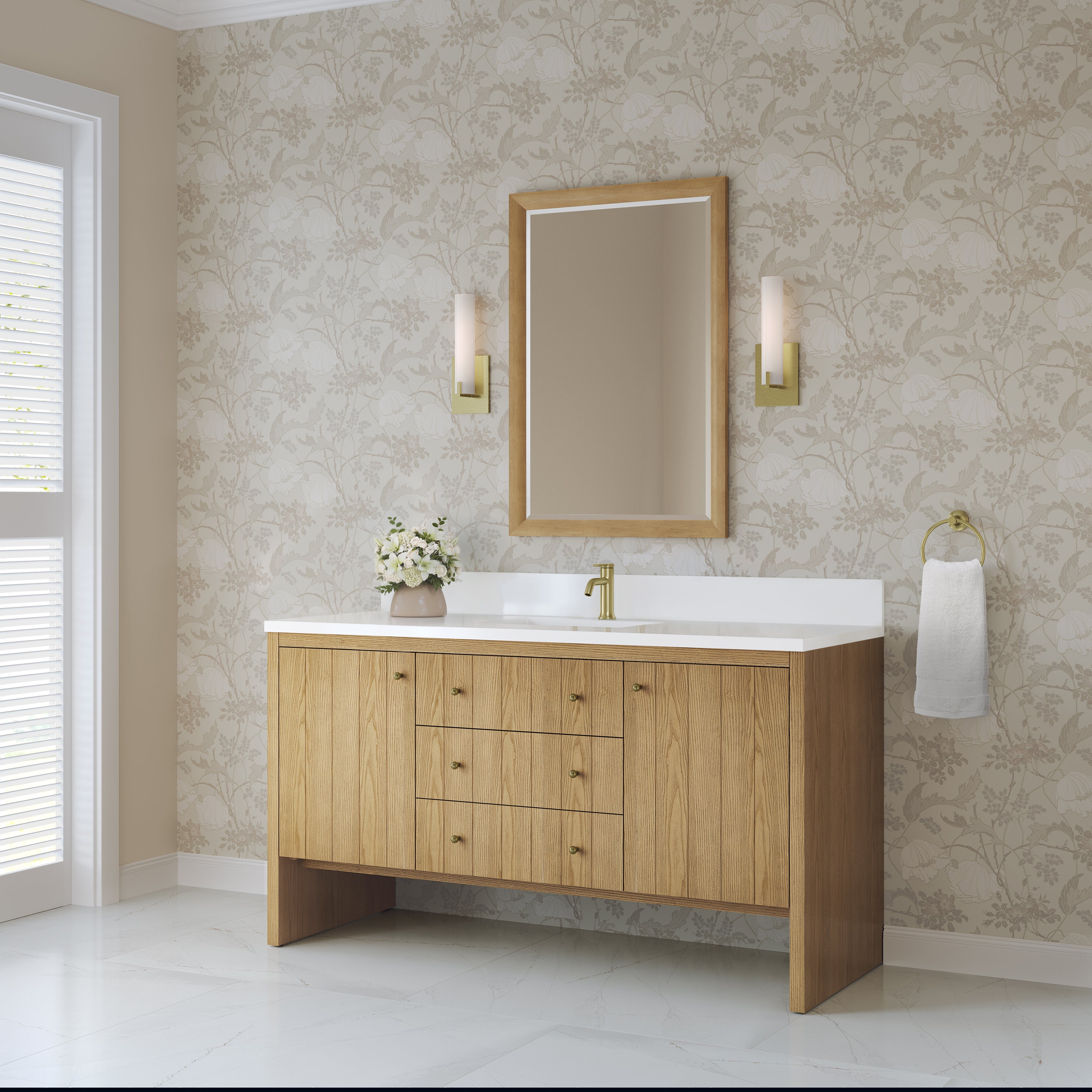 James Martin Hudson 60" Single Vanity in Light Natural Oak with 3cm Countertop