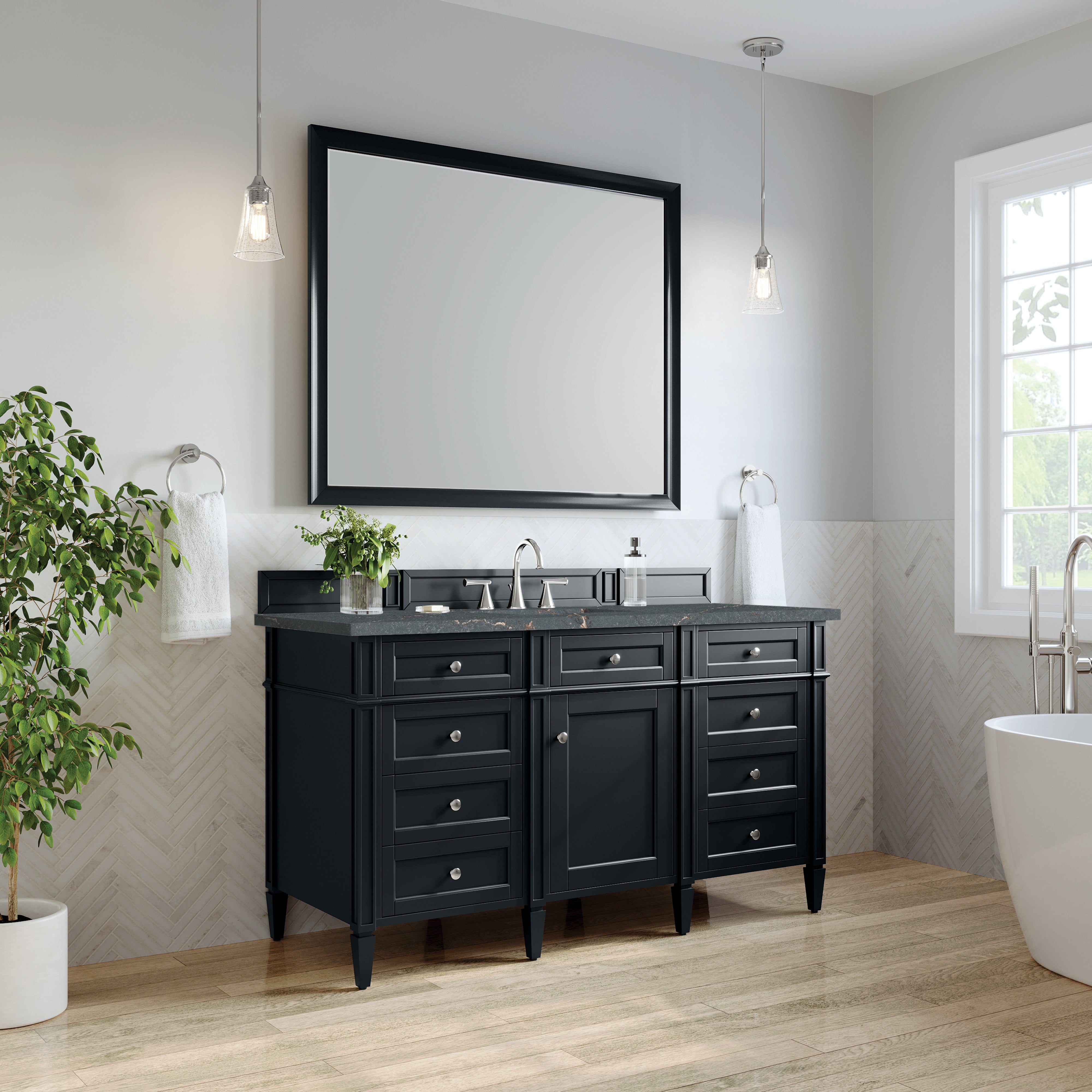 James Martin Brittany 60" Single Vanity in Black Onyx with 3cm Countertop