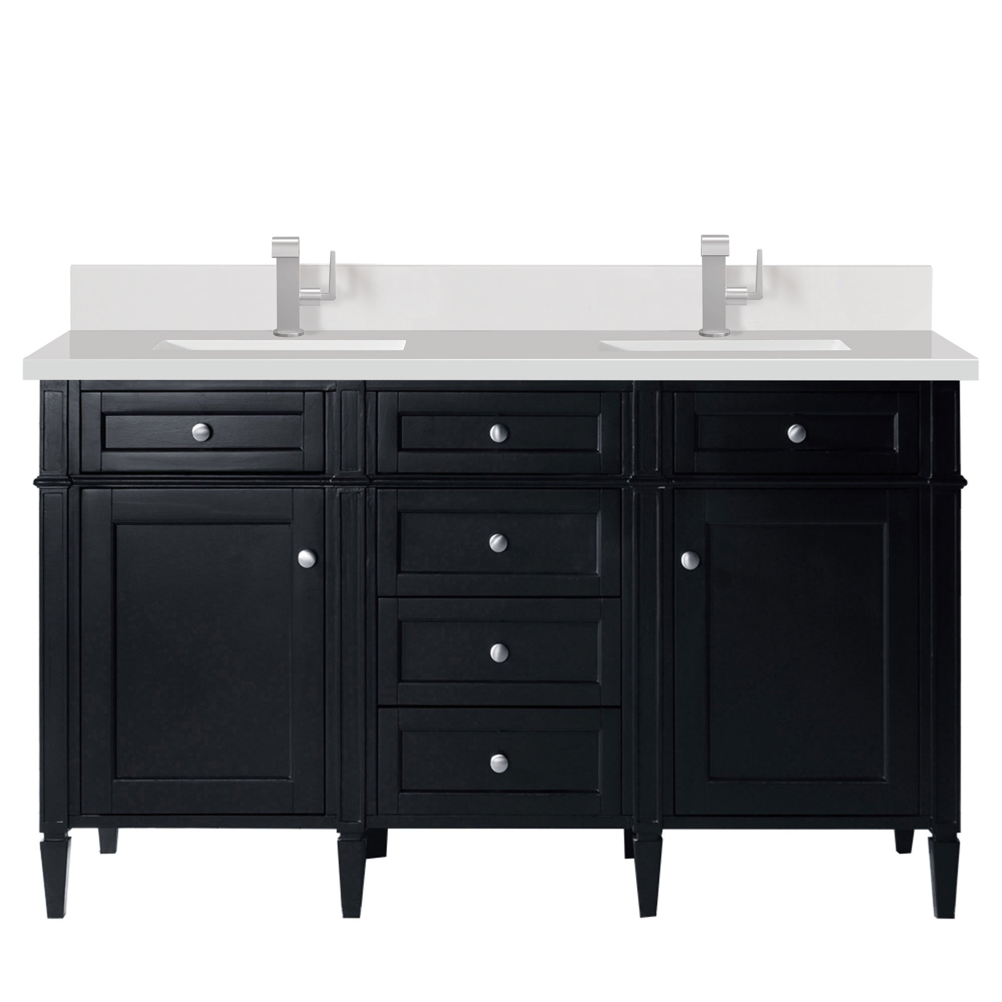 James Martin Brittany 60" Double Vanity in Black Onyx with 3cm Countertop