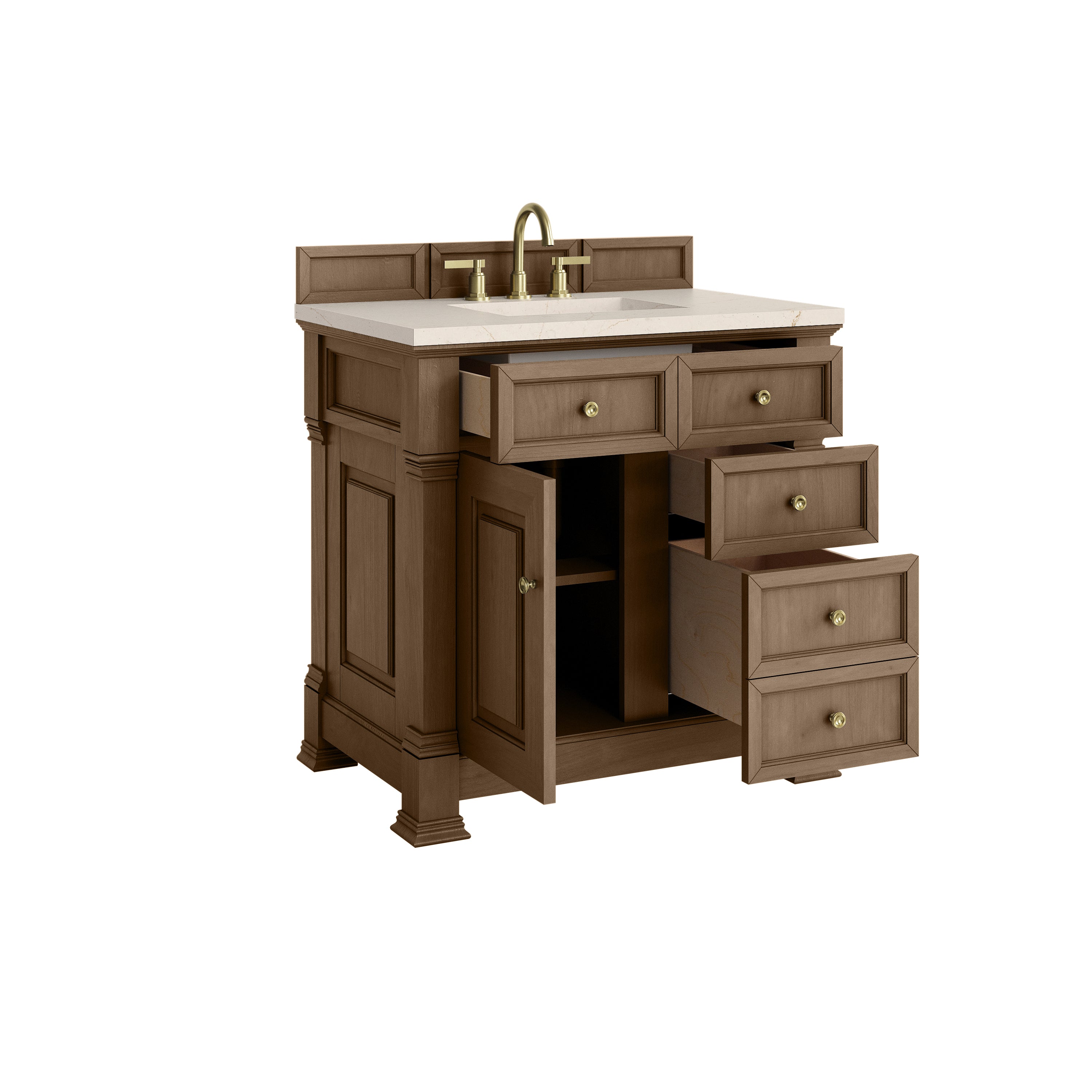 James Martin Brookfield 36" Single Vanity in Pecan with 3cm Countertop