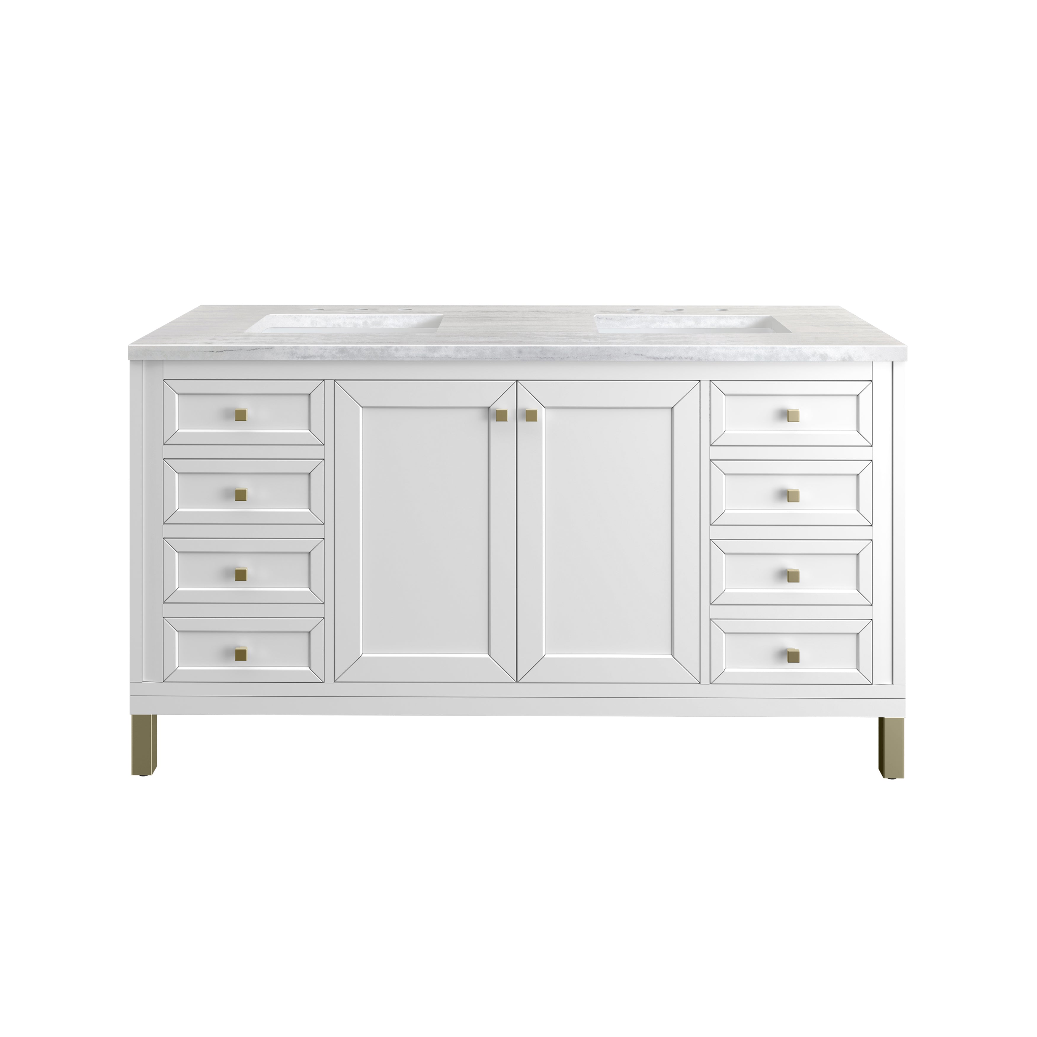 James Martin Chicago 60" Double Vanity in Glossy White with 3cm Countertop