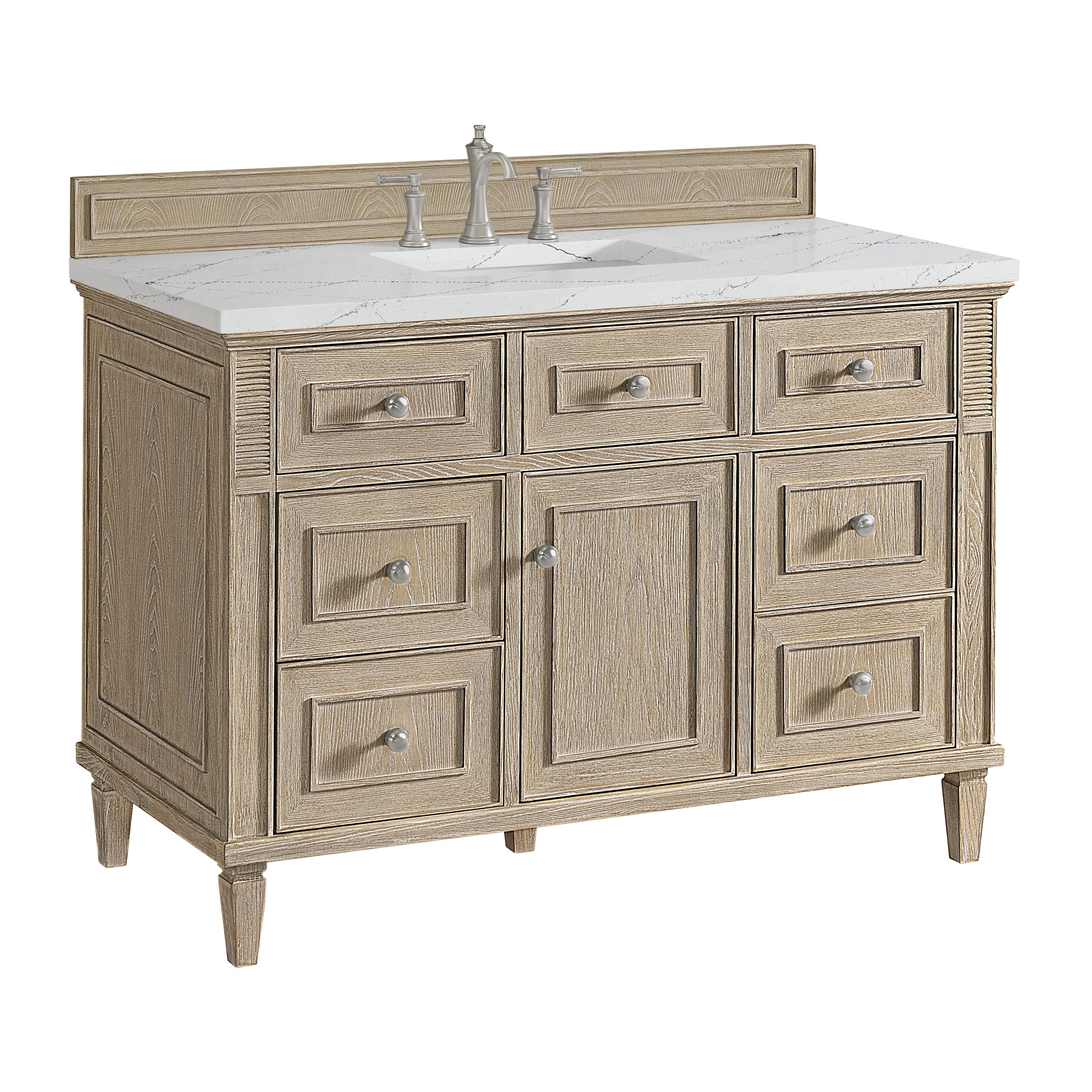 James Martin Lorelai 48" Single Vanity in Whitewashed Oak with 3cm Countertop and FreePower Wireless Charger