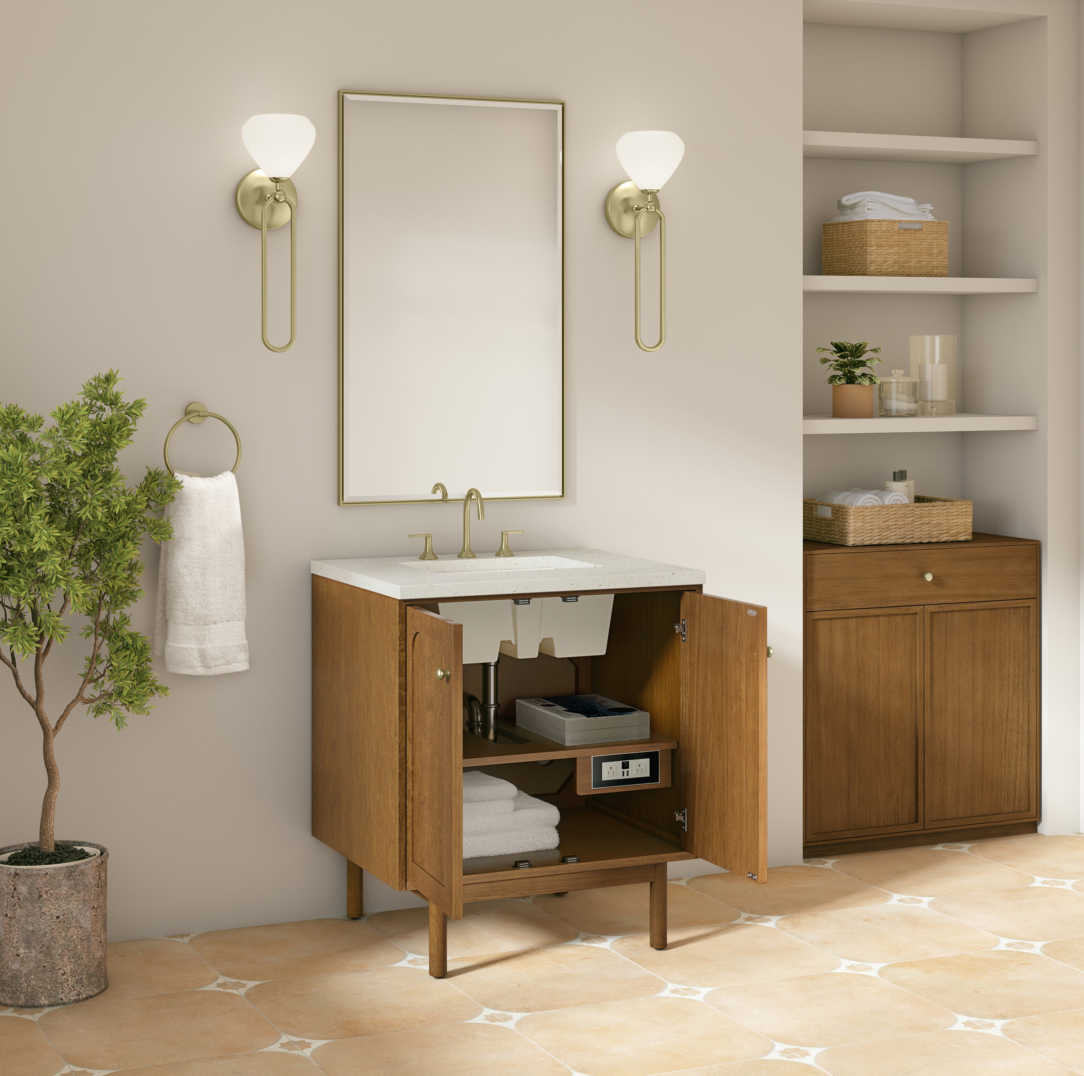 James Martin Laurent 30" Single Vanity in Honey Oak with 3cm Countertop