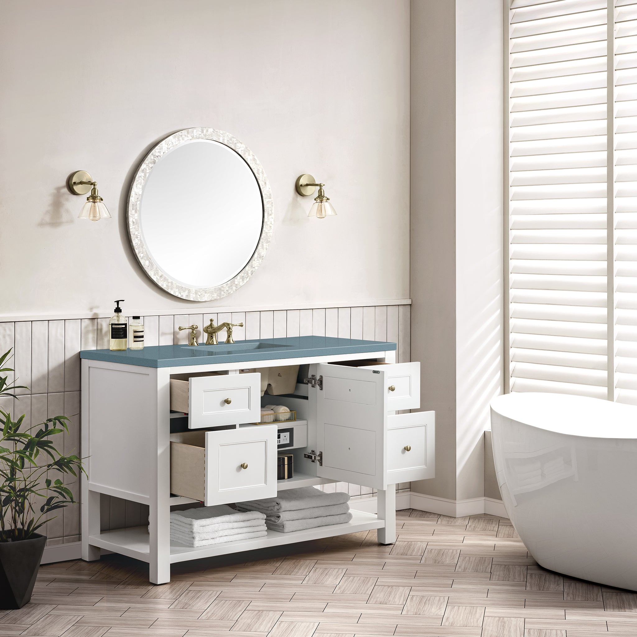 James Martin Breckenridge 48" Single Vanity in Bright White with 3cm Countertop