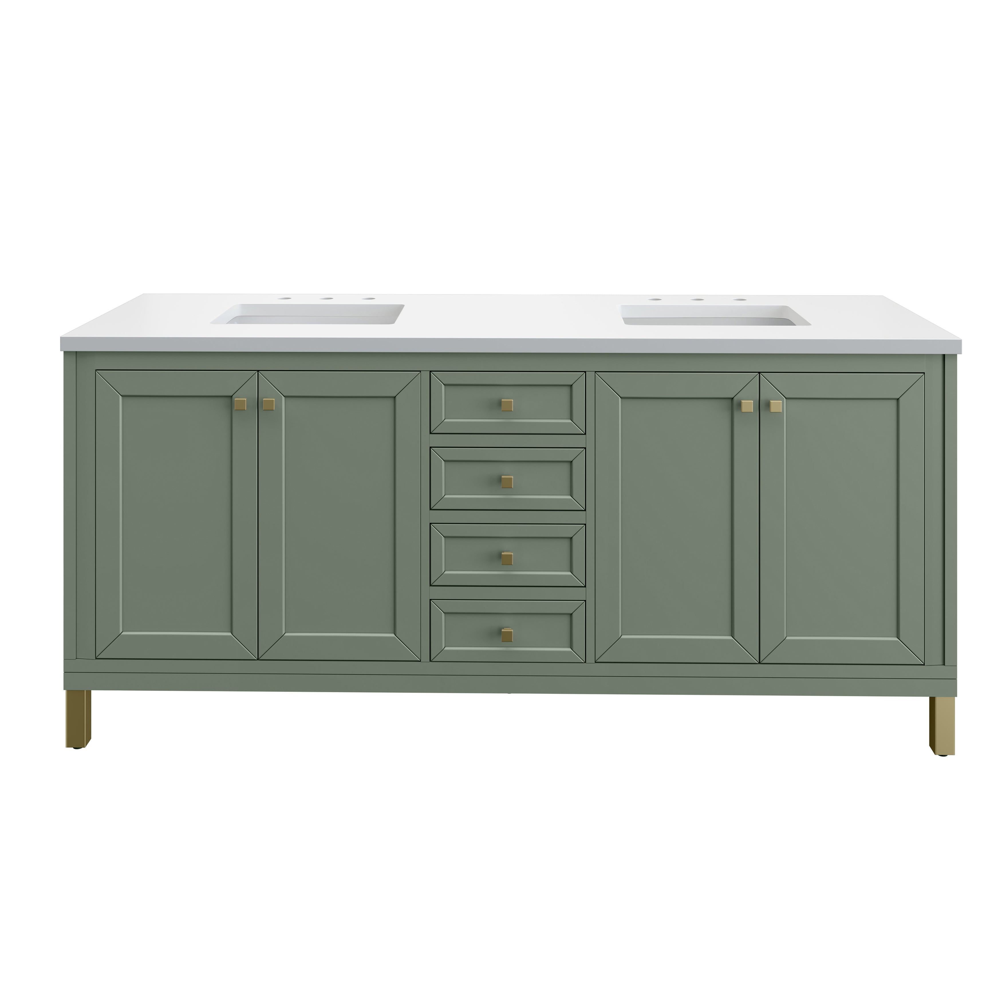 James Martin Chicago 72" Double Vanity in Smokey Celadon with 3cm Countertop