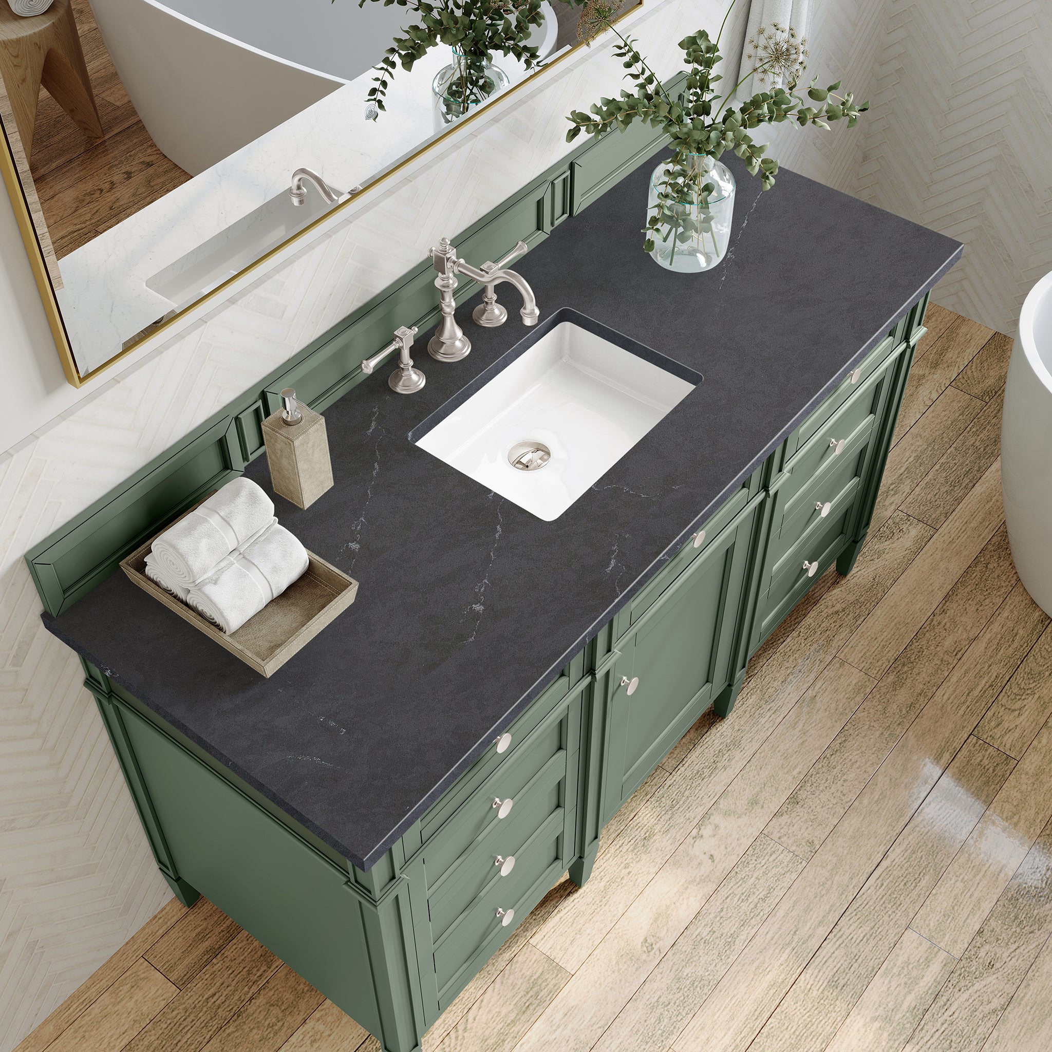 James Martin Brittany 60" Single Vanity in Smokey Celadon with 3cm Countertop