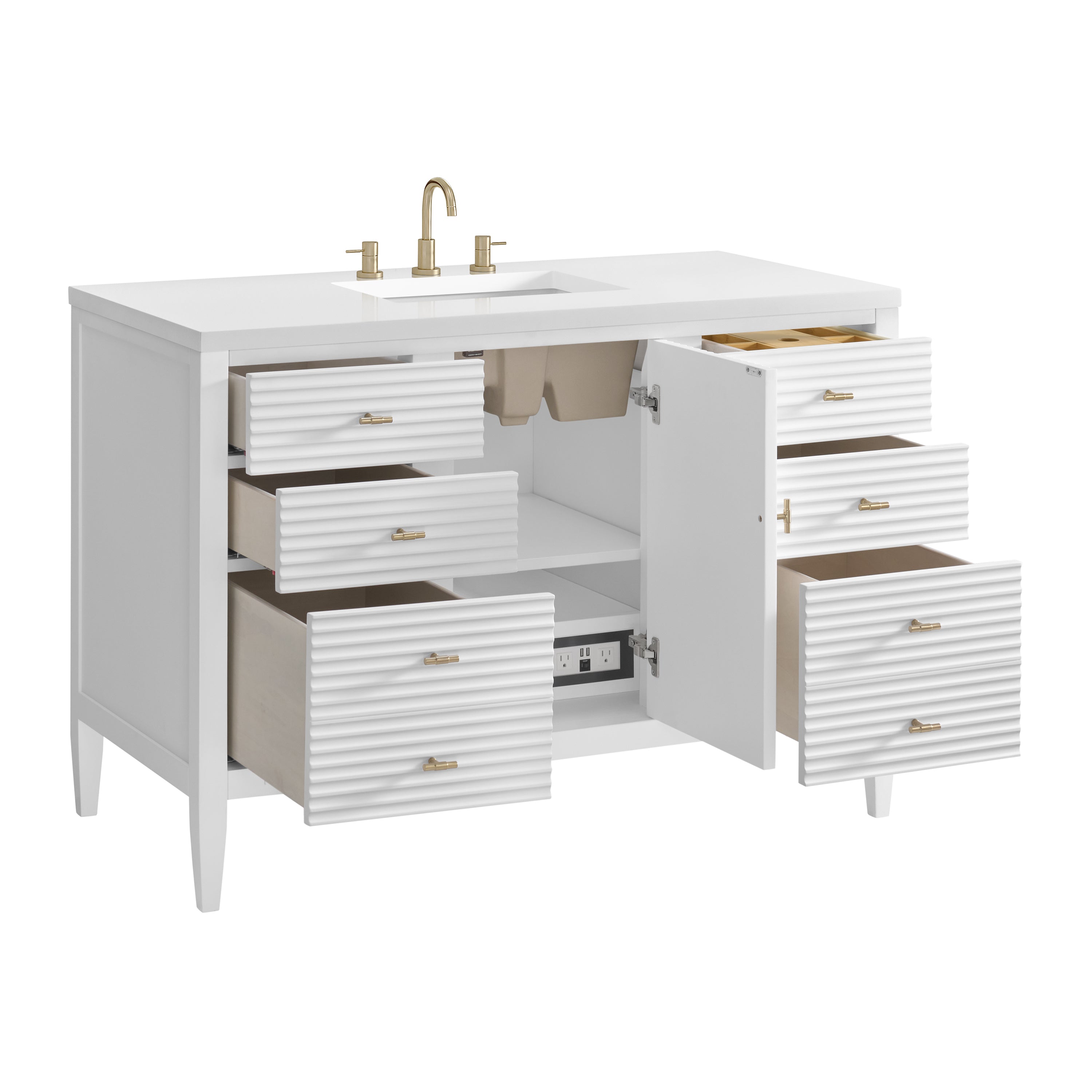 James Martin Myrrin 48" Single Vanity in Bright White with 3cm Countertop