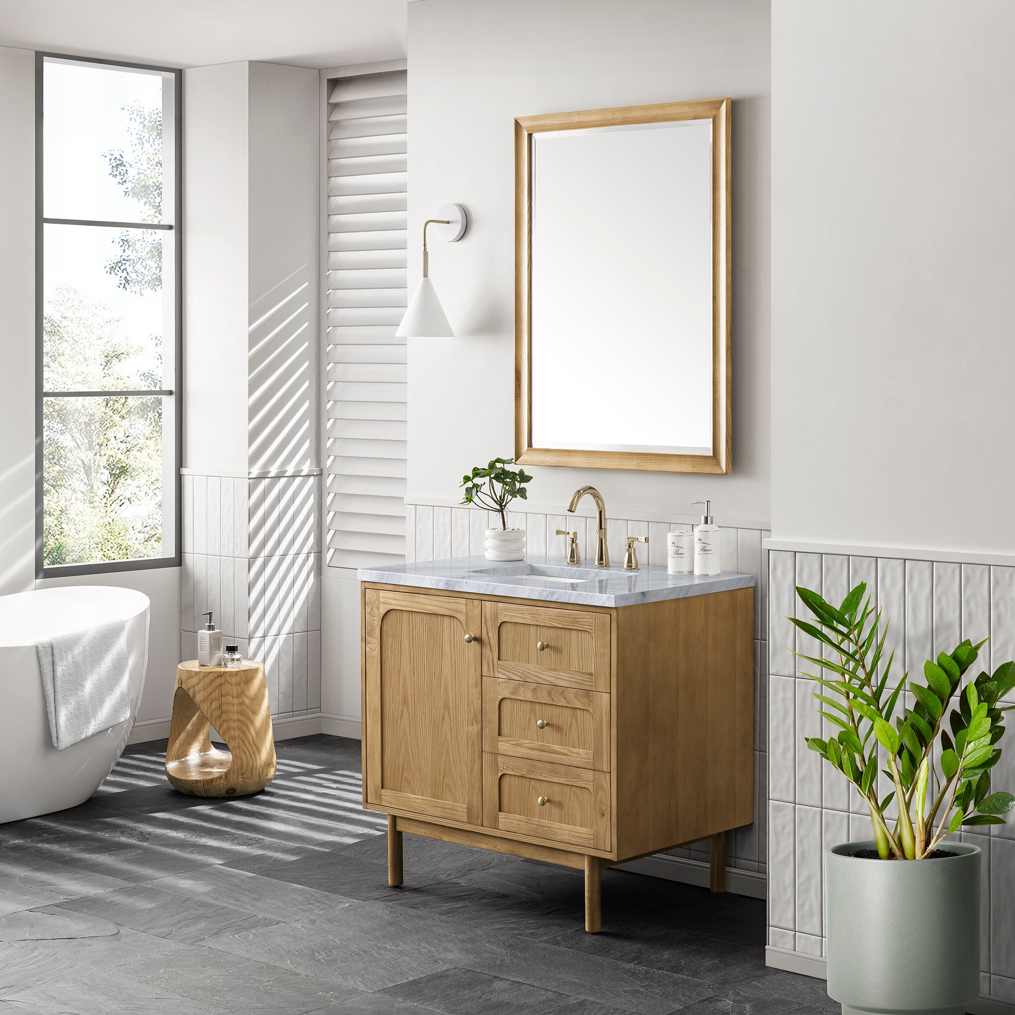 James Martin Laurent 36" Single Vanity in Light Natural Oak with 3cm Countertop