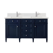 James Martin Brittany 60" Double Vanity in Victory Bleu with 3cm Countertop
