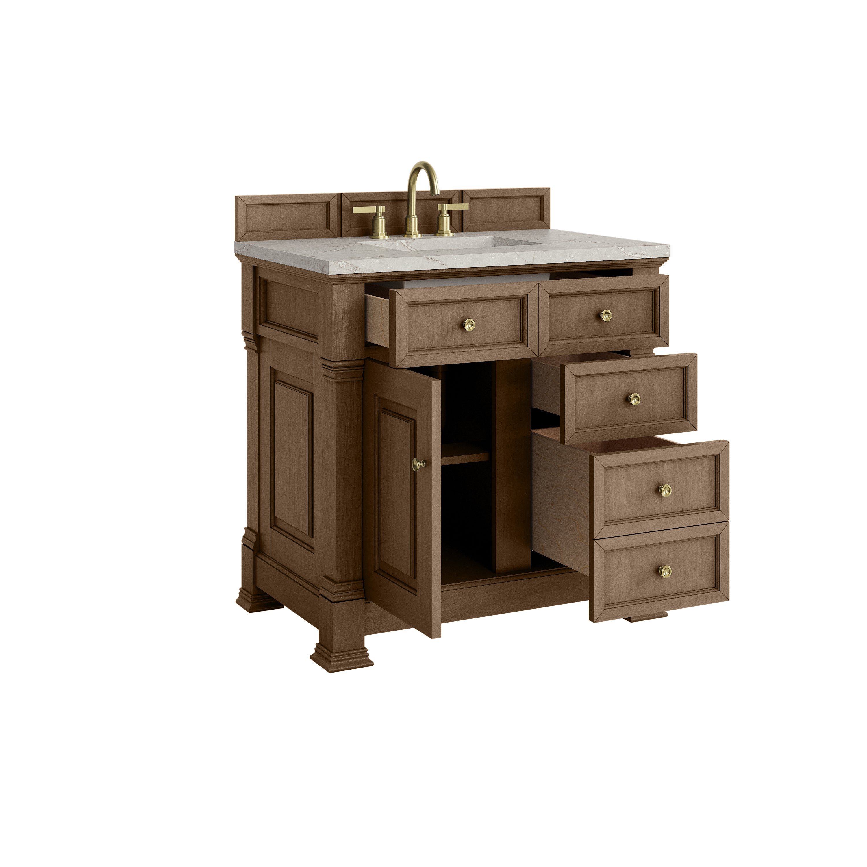 James Martin Brookfield 36" Single Vanity in Pecan with 3cm Countertop