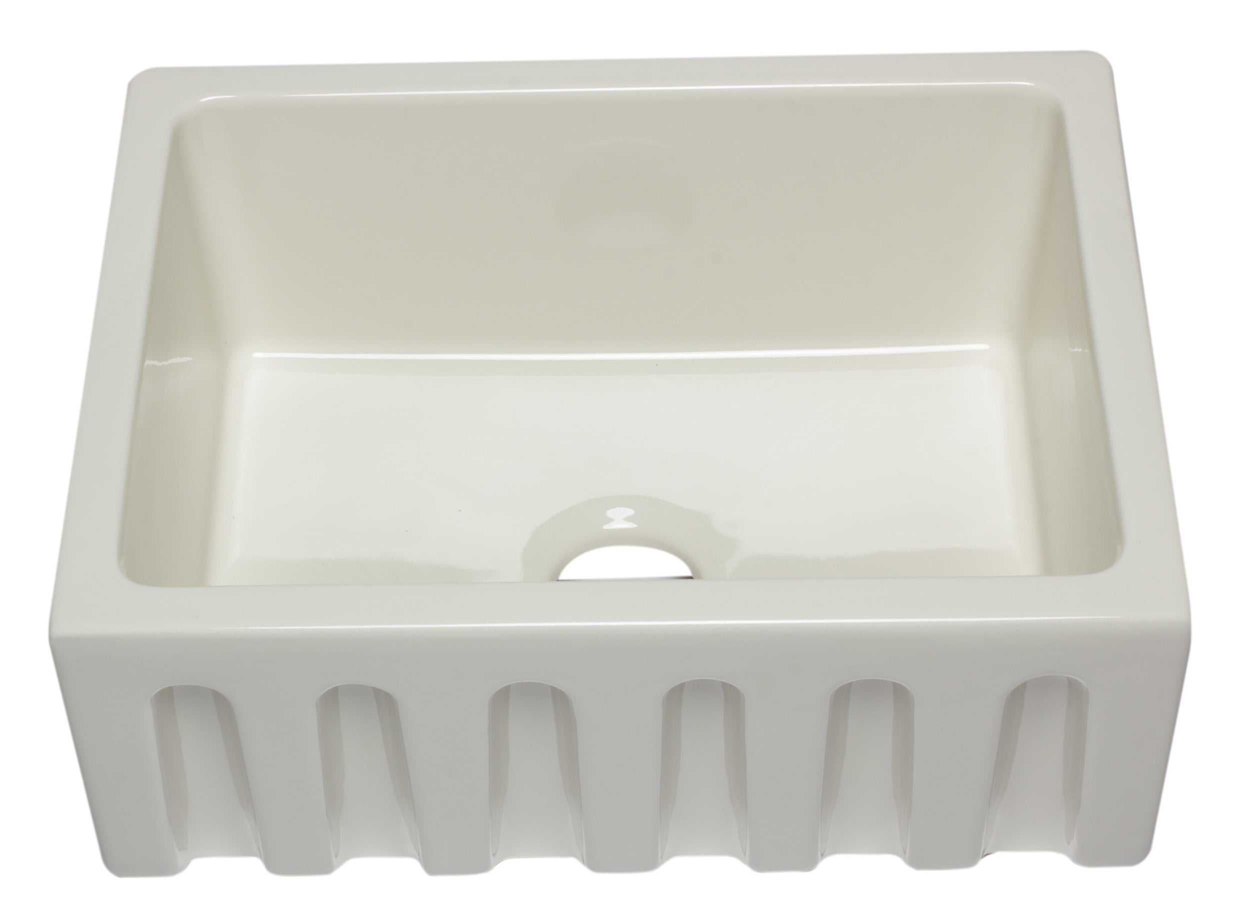 ALFI brand AB2418HS 24" Reversible Smooth / Fluted Single Bowl Fireclay Farm Sink – Biscuit, Black Gloss, Black Matte, White