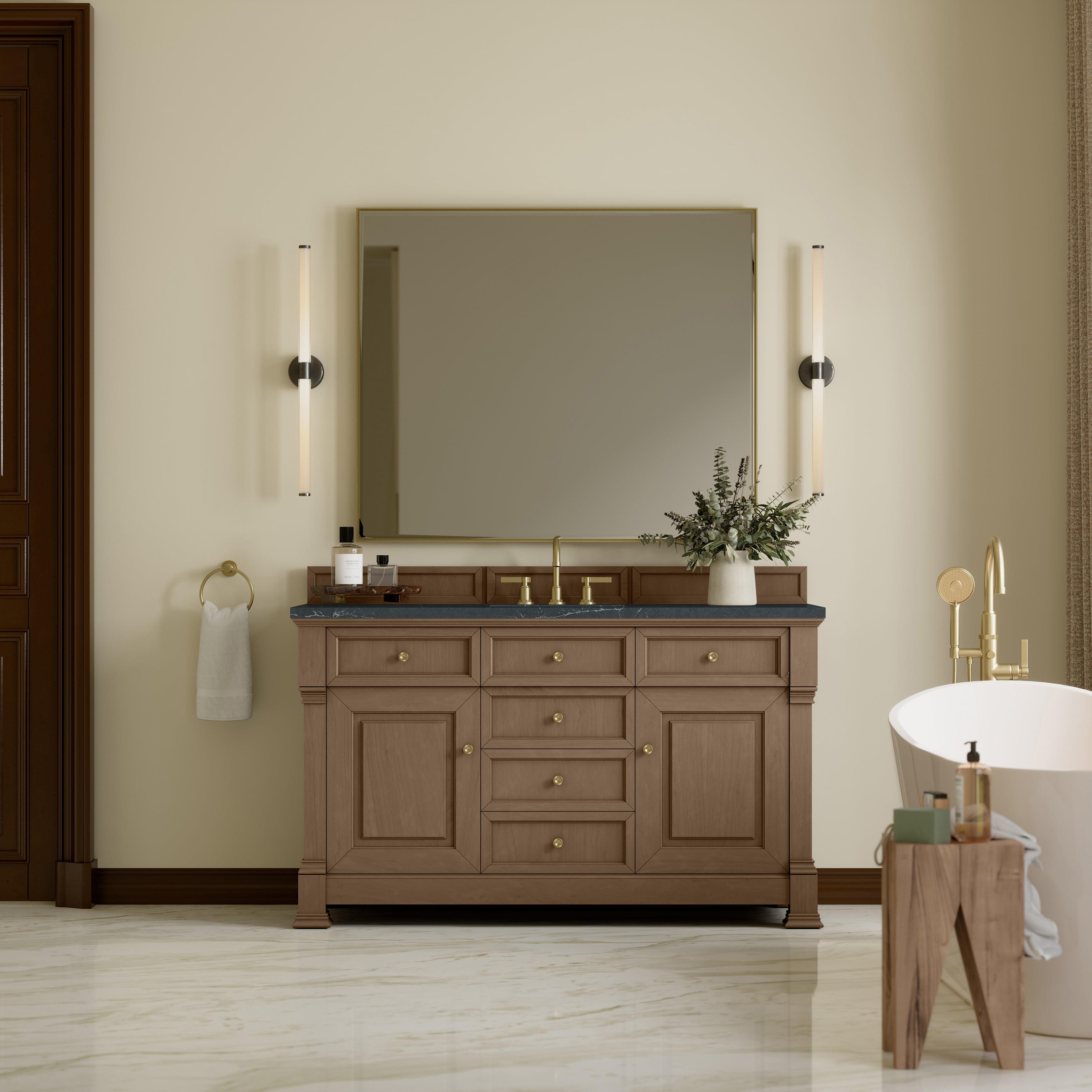 James Martin Brookfield 60" Single Vanity in Pecan with 3cm Countertop