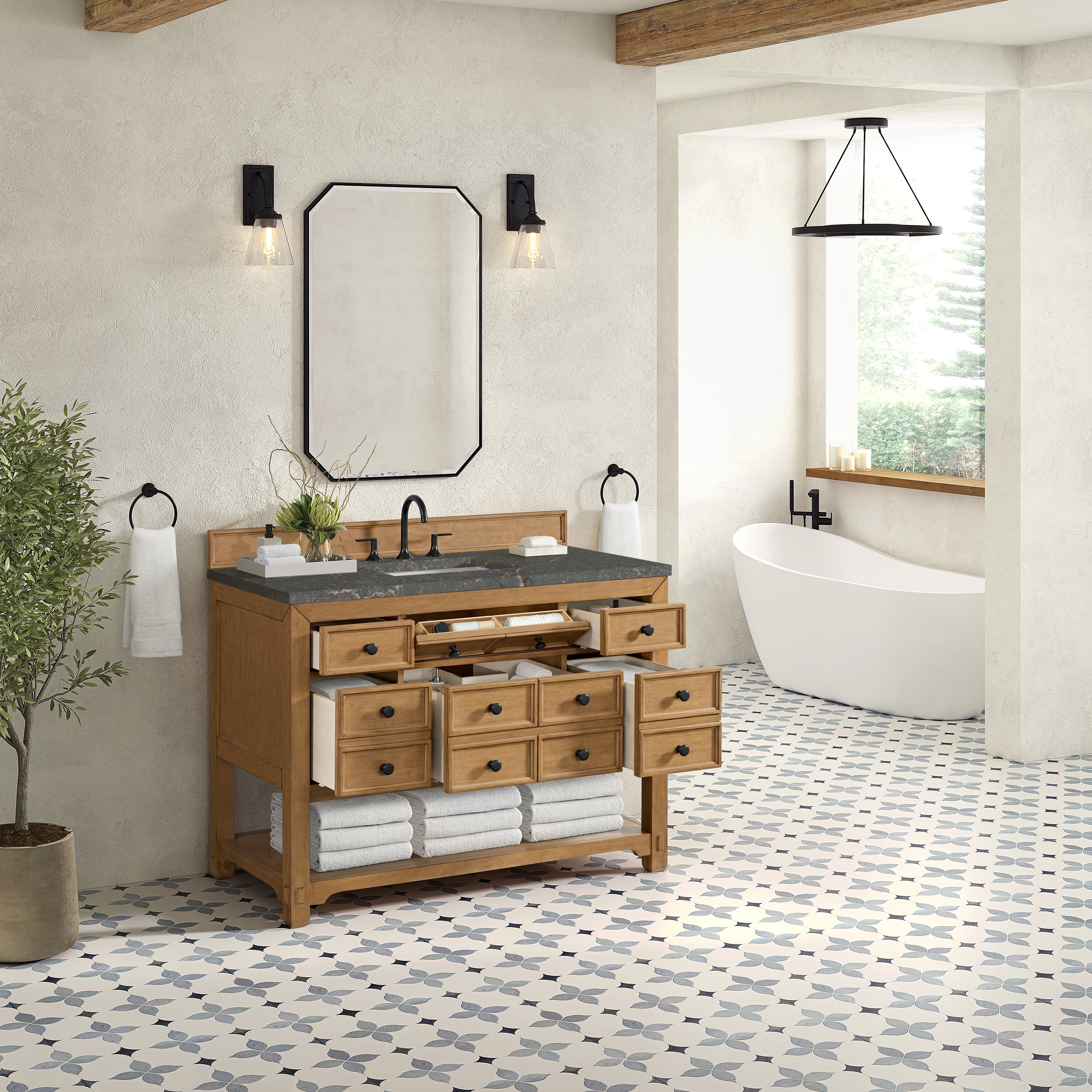 James Martin Malibu 48" Single Vanity in Amber Birch with 3cm Countertop