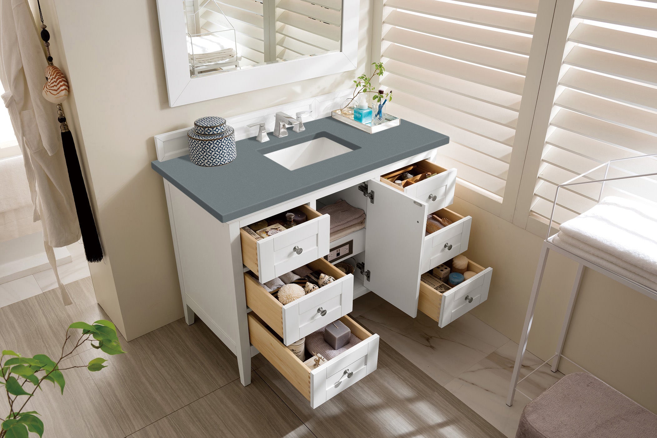 James Martin Palisades 48" Single Vanity in Bright White with 3cm Countertop