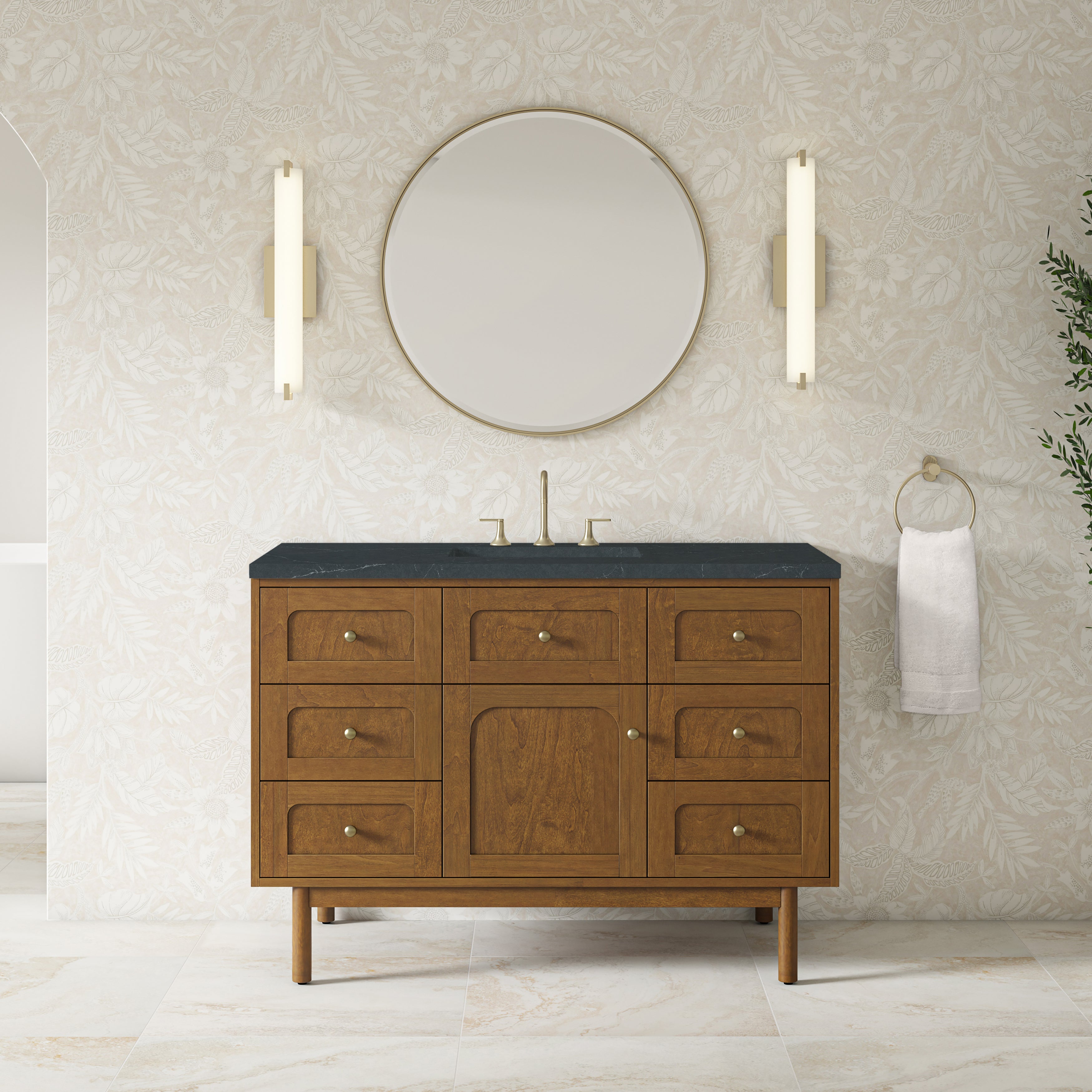 James Martin Laurent 48" Single Vanity in Honey Oak with 3cm Countertop