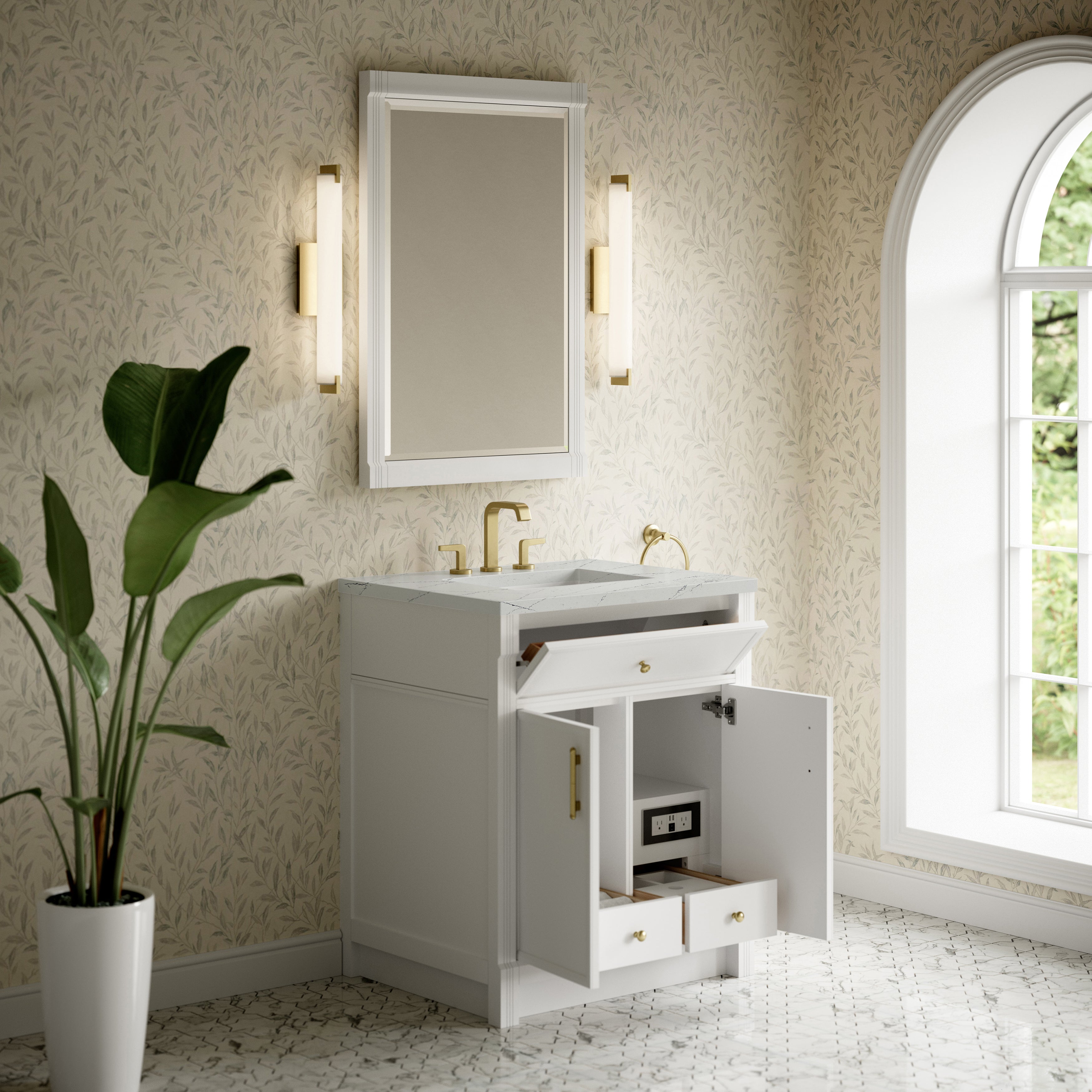 James Martin Bellshire 30" Single Vanity in Bright White with 3cm Countertop