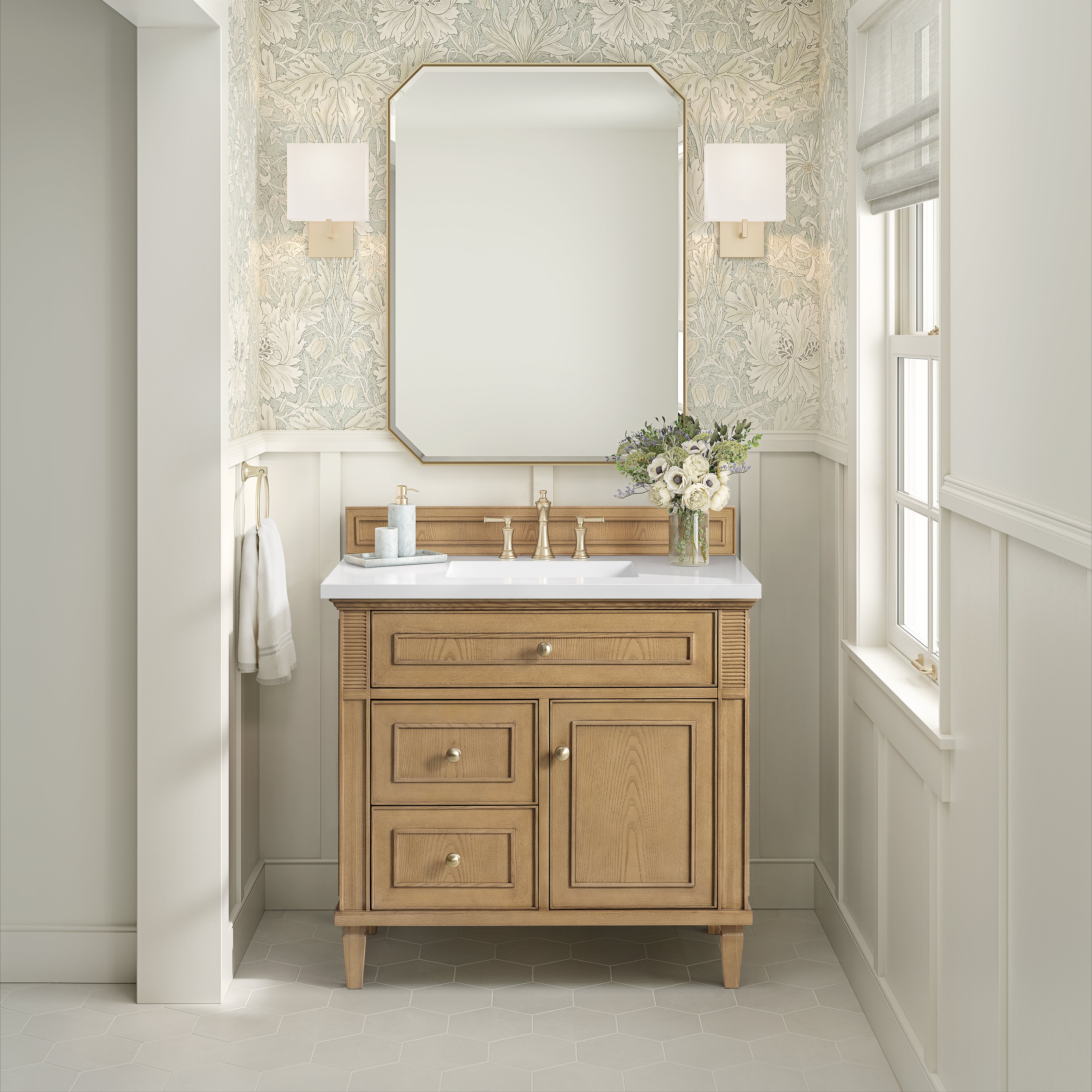 James Martin Lorelai 36" Single Vanity in Light Natural Oak with 3cm Countertop