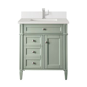James Martin Brittany 30" Single Vanity in Sage Green with 3cm Countertop