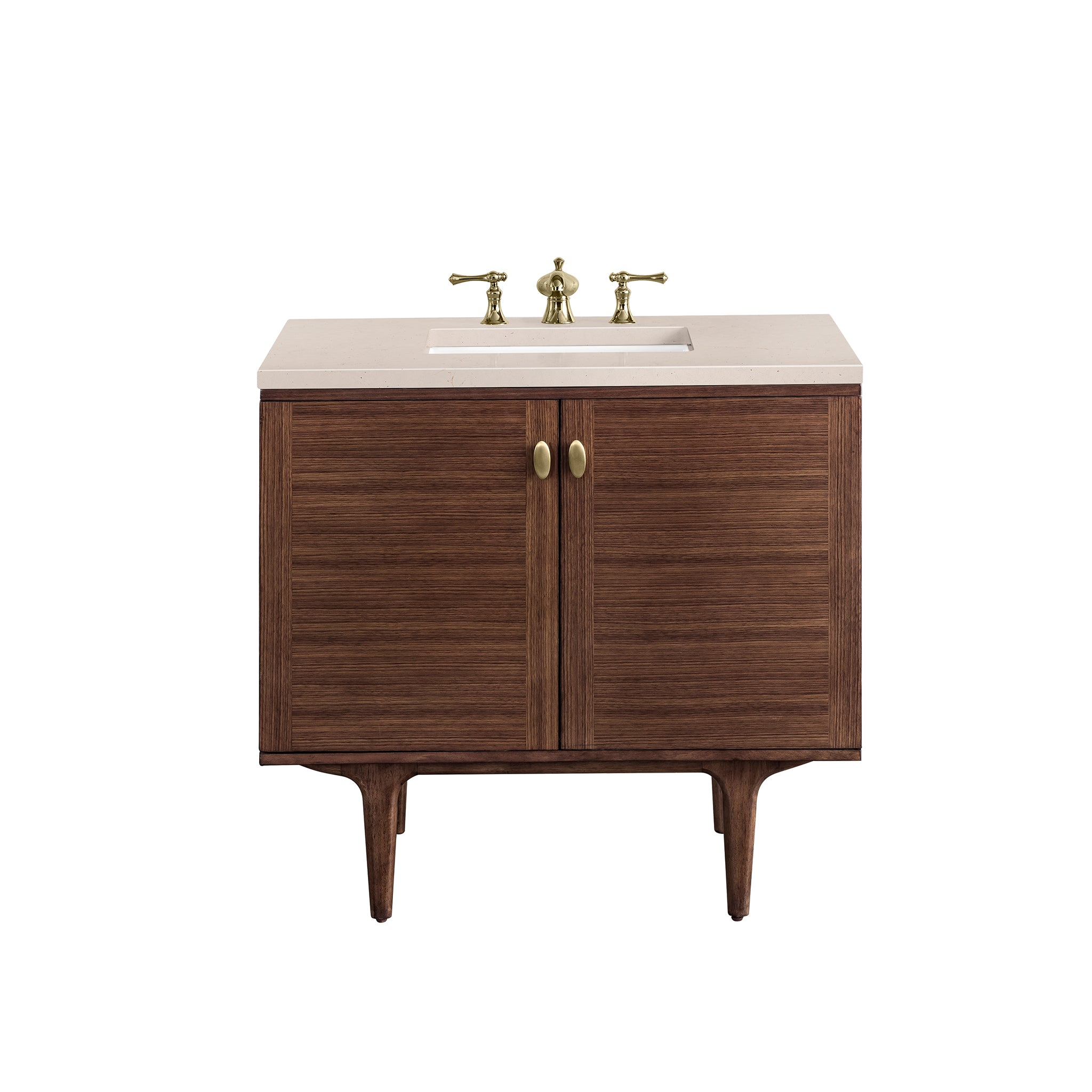 James Martin Amberly 36" Single Vanity in Mid-Century Walnut with 3cm Countertop