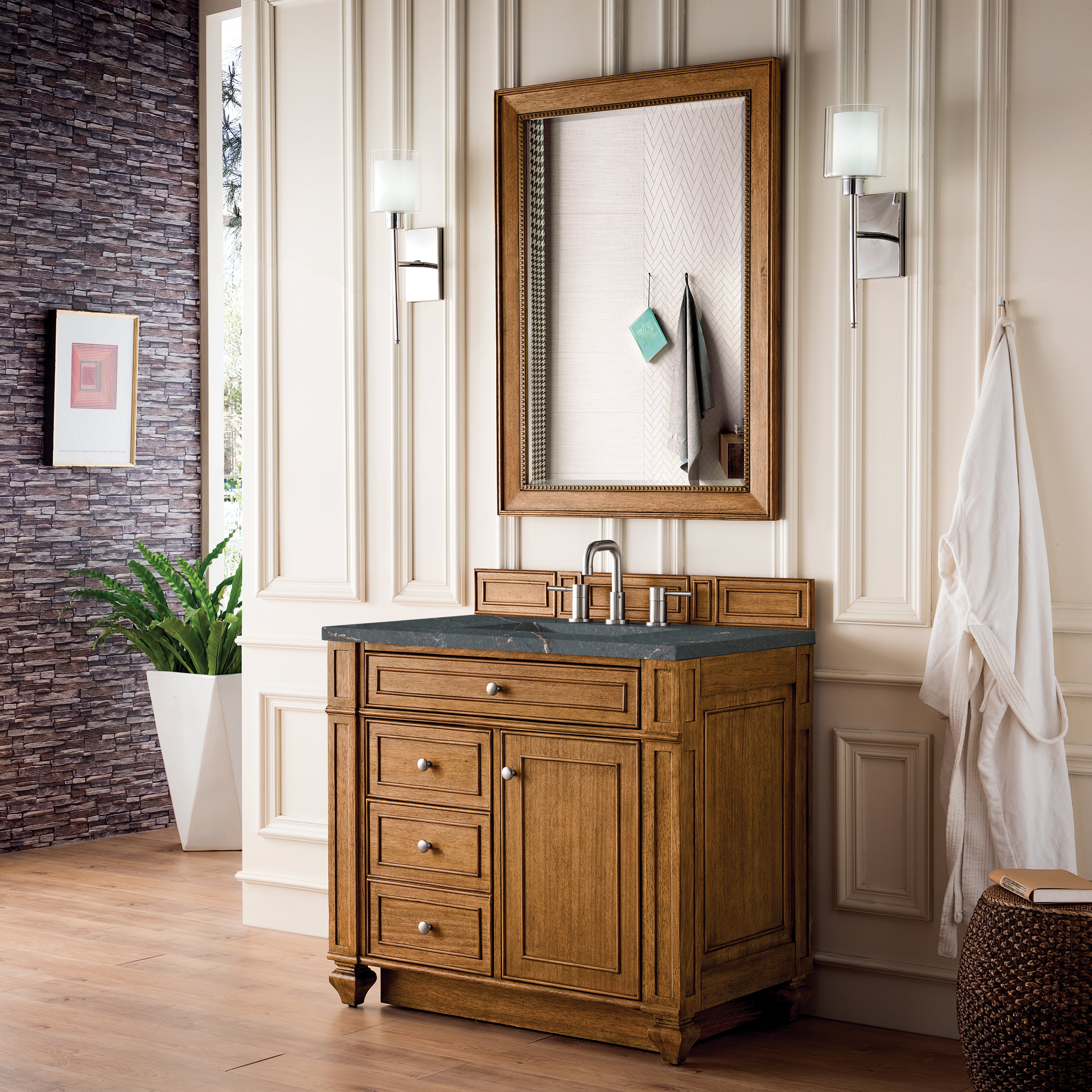 James Martin Bristol 36" Single Vanity in Saddle Brown with 3cm Countertop