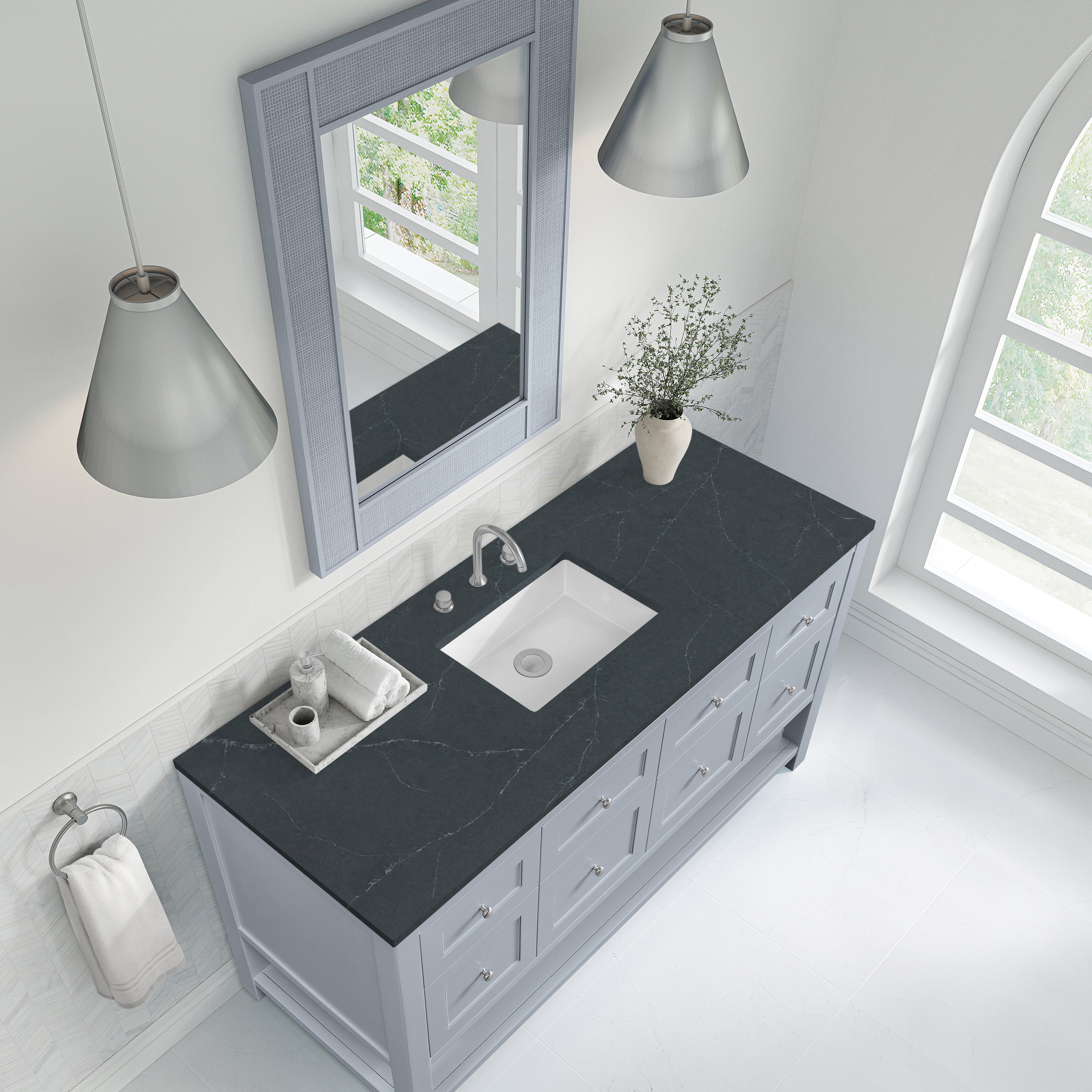 James Martin Breckenridge 60" Single Vanity in Serenity Blue with 3cm Countertop