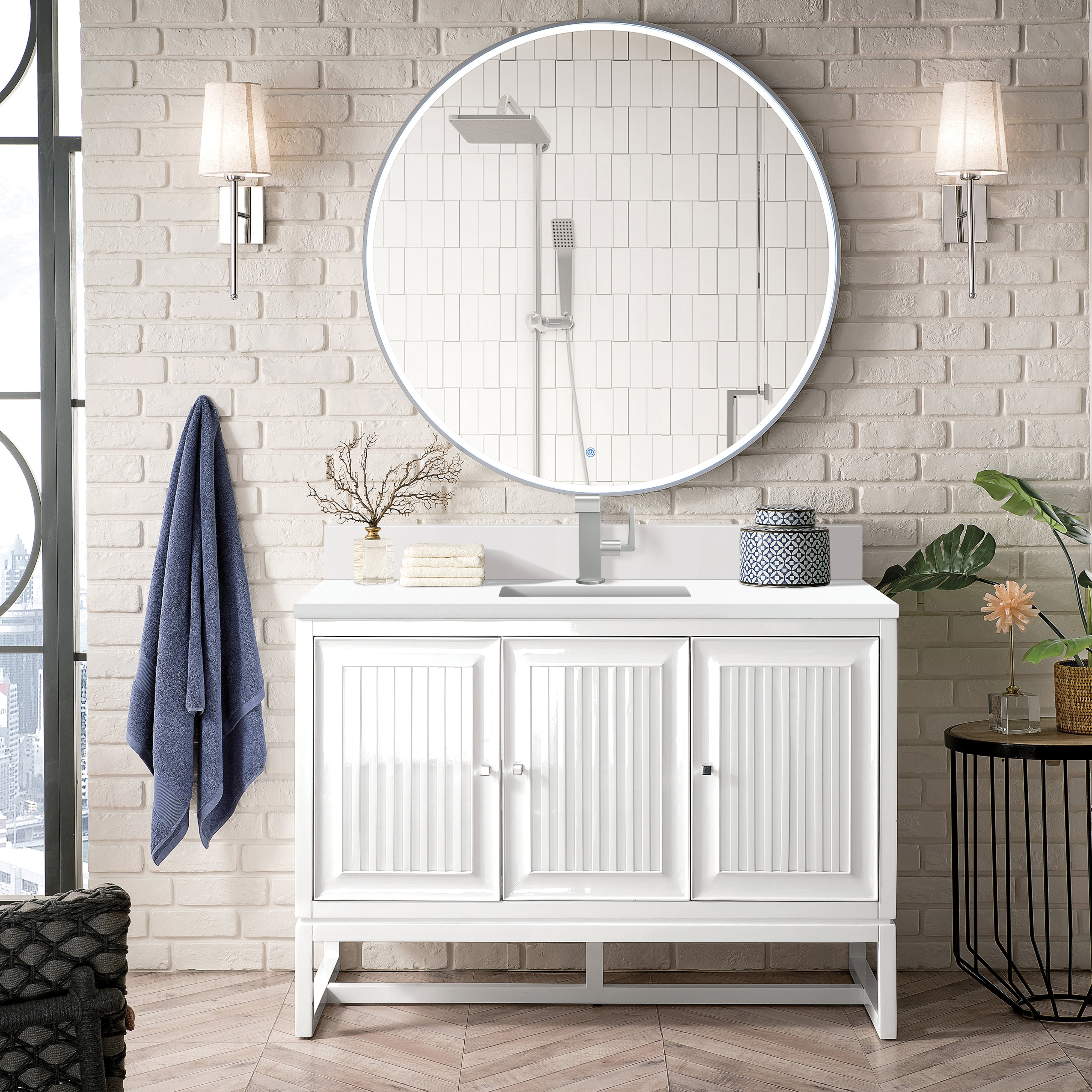 James Martin Athens 48" Single Vanity in Glossy White with 3cm Countertop