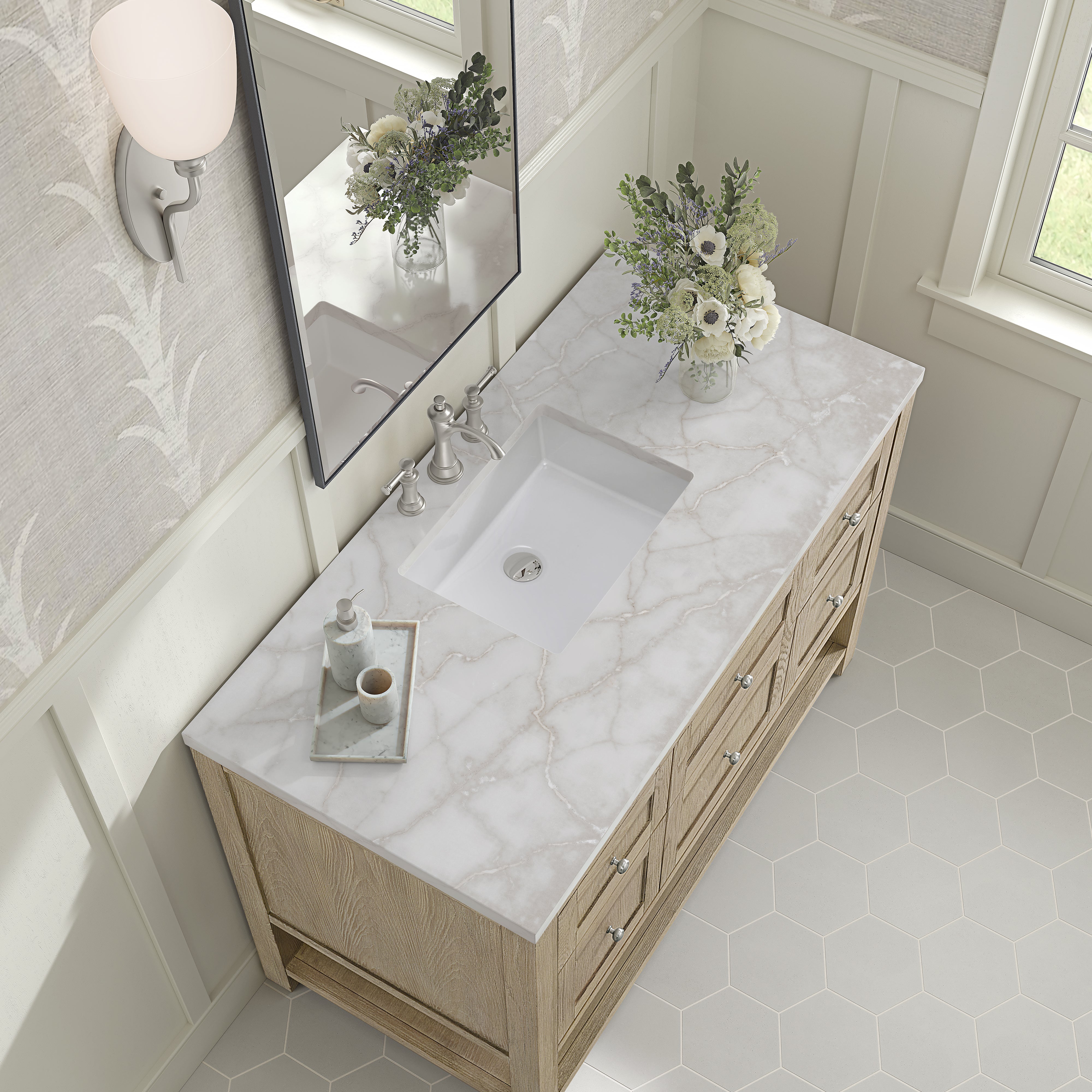 James Martin Breckenridge 48" Single Vanity in Whitewashed Oak with 3cm Countertop