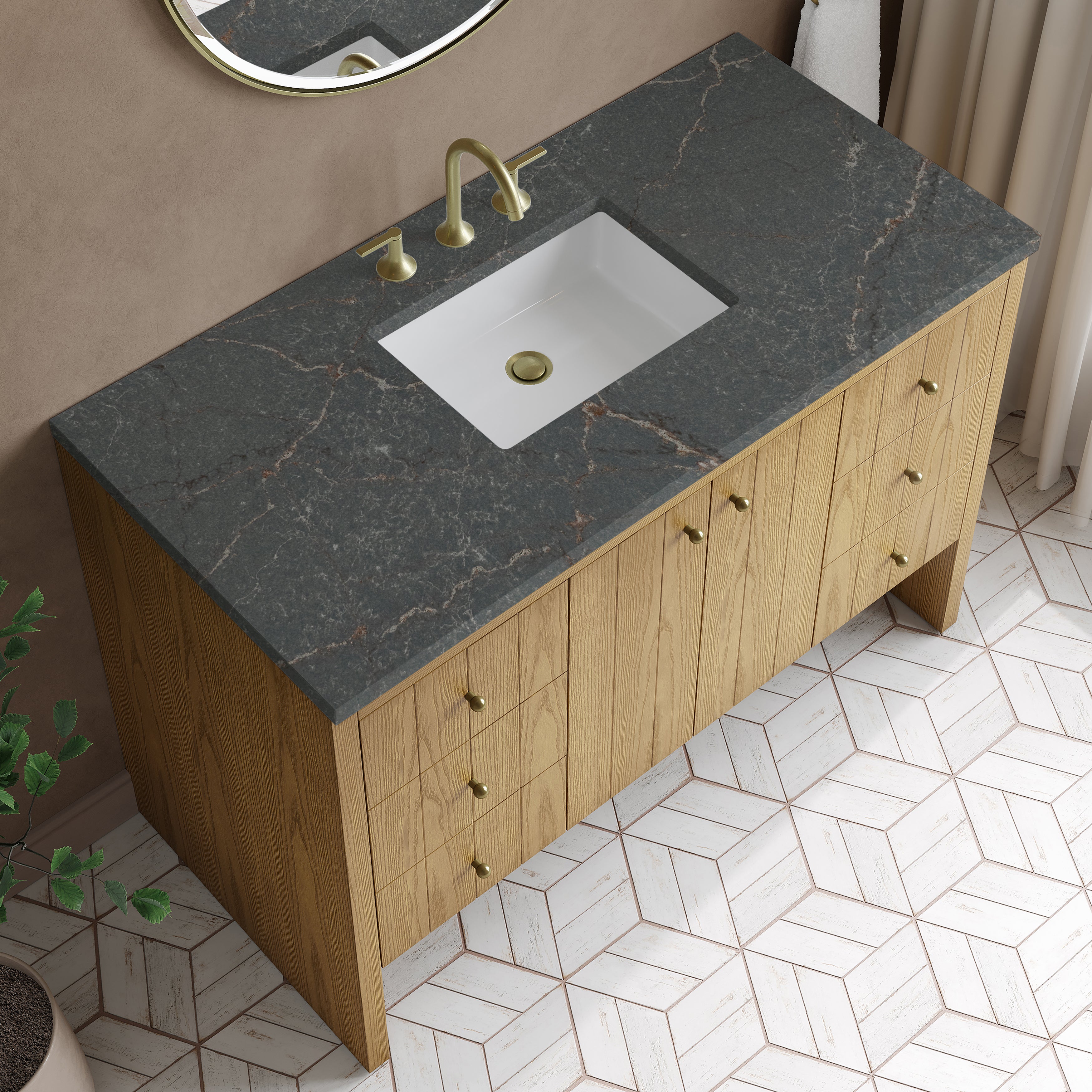 James Martin Hudson 48" Single Vanity in Light Natural Oak with 3cm Countertop