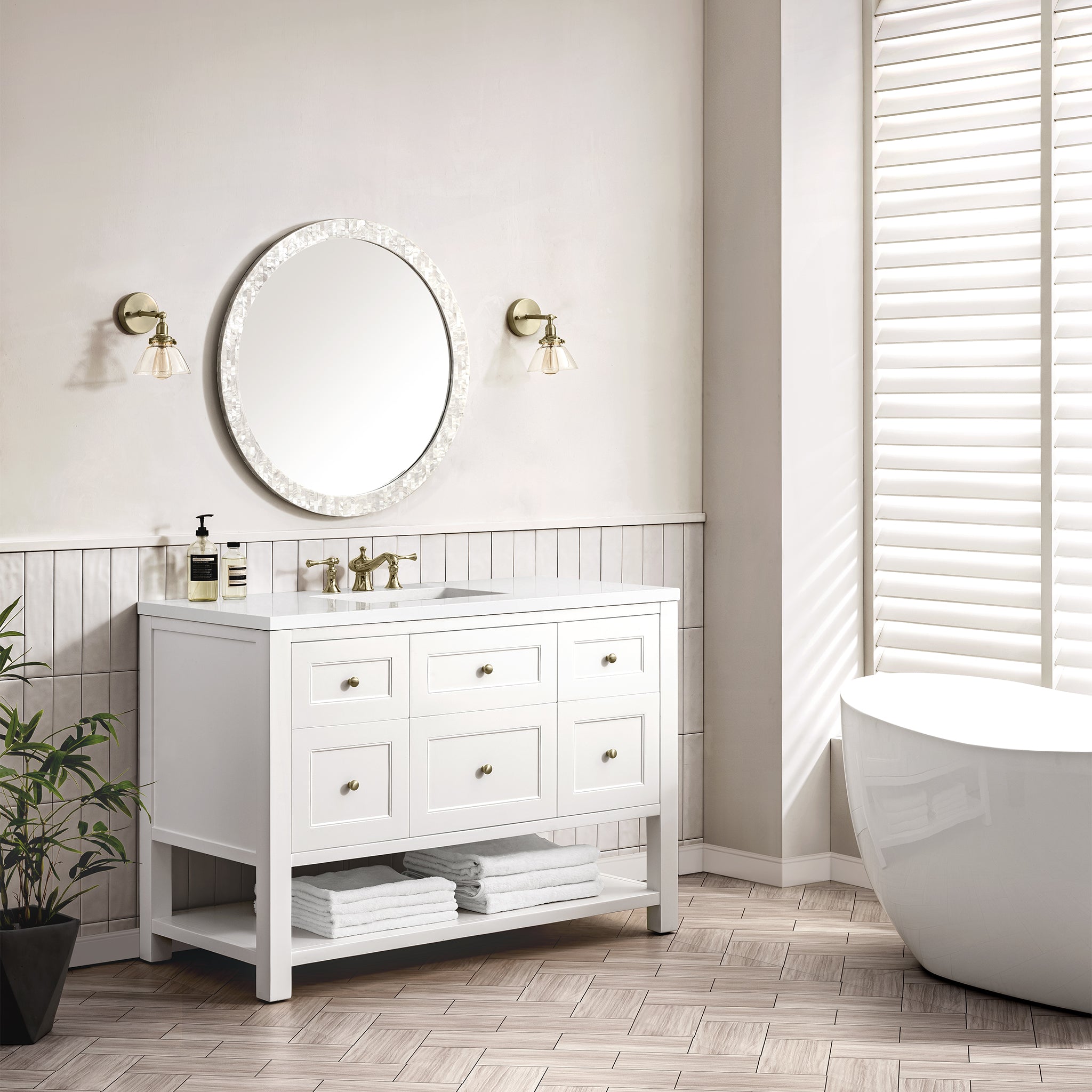 James Martin Breckenridge 48" Single Vanity in Bright White with 3cm Countertop