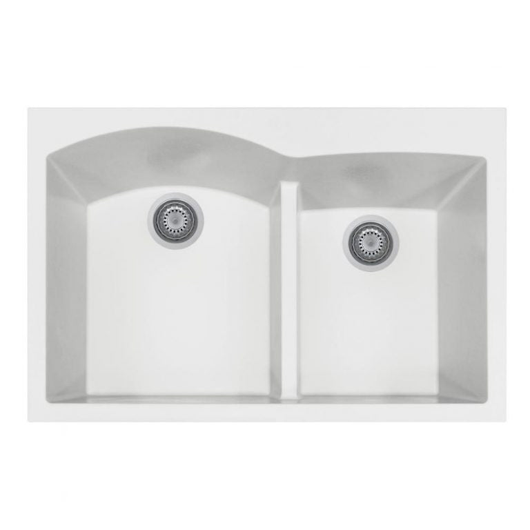 Houzer Cassiano 33 inch Drop-in Topmount 60/40 Double Bowl Granite Kitchen Sink - P-175