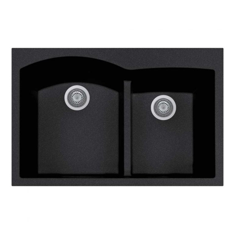 Houzer Cassiano 33 inch Drop-in Topmount 60/40 Double Bowl Granite Kitchen Sink - P-175