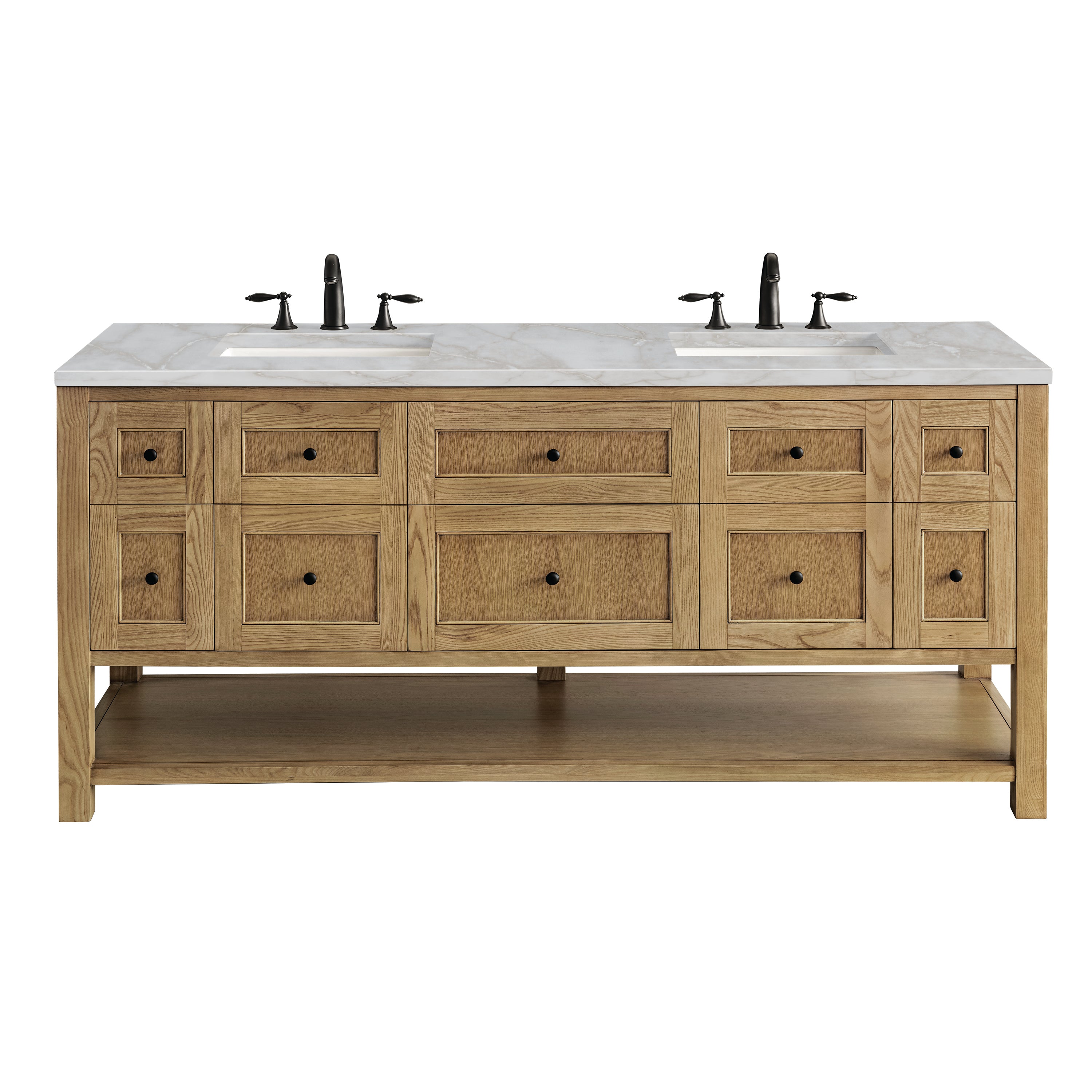James Martin Breckenridge 72" Double Vanity in Light Natural Oak with 3cm Countertop and FreePower Wireless Charger