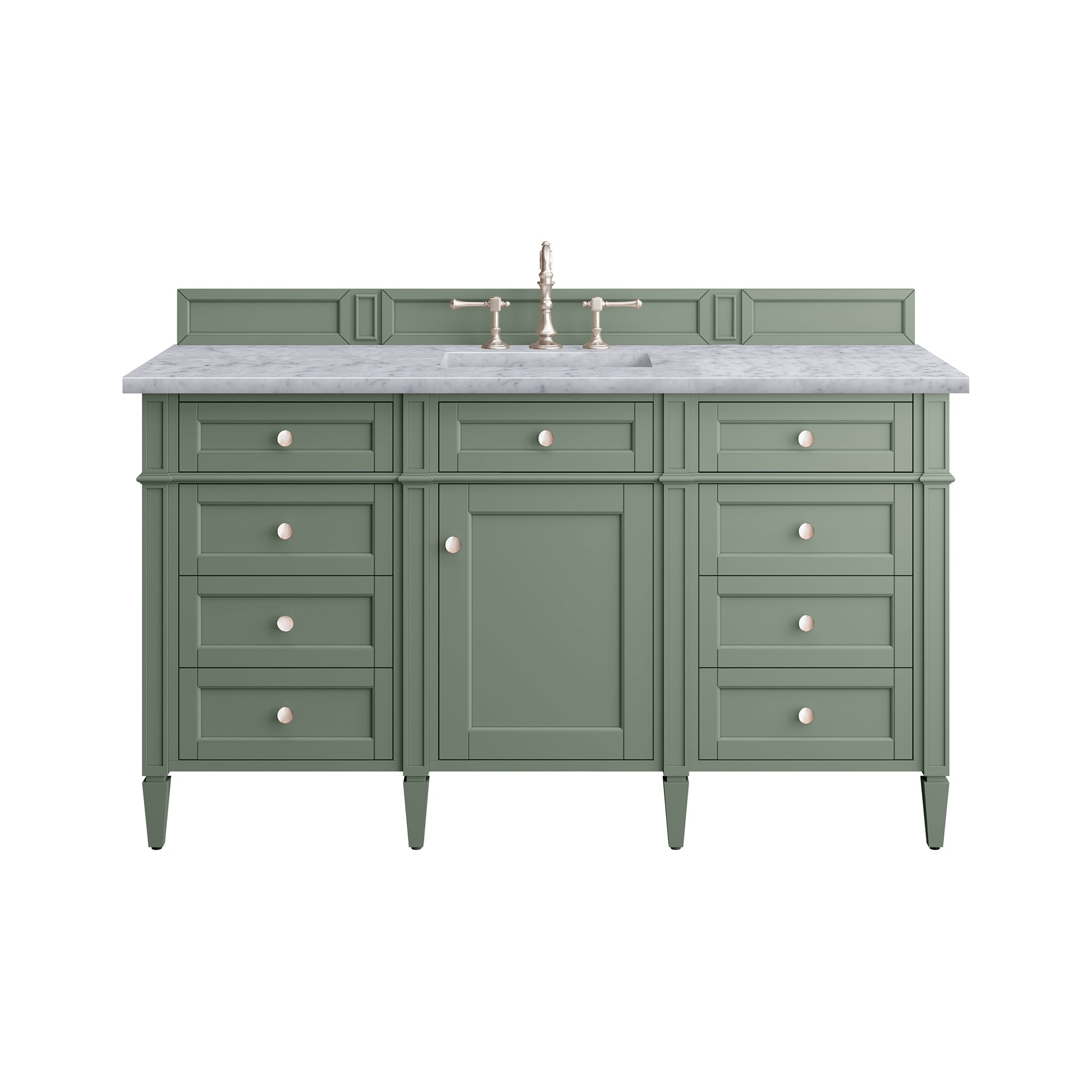 James Martin Brittany 60" Single Vanity in Smokey Celadon with 3cm Countertop