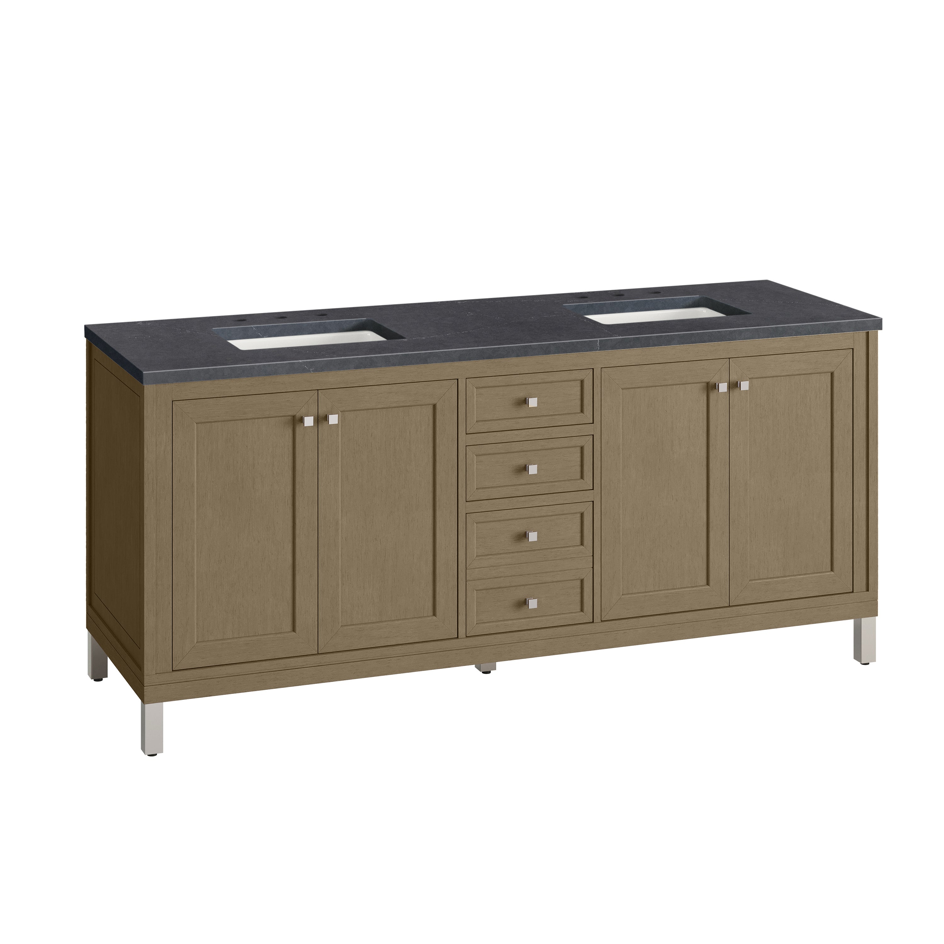 James Martin Chicago 72" Double Vanity in Walnut Whisper with 3cm Countertop