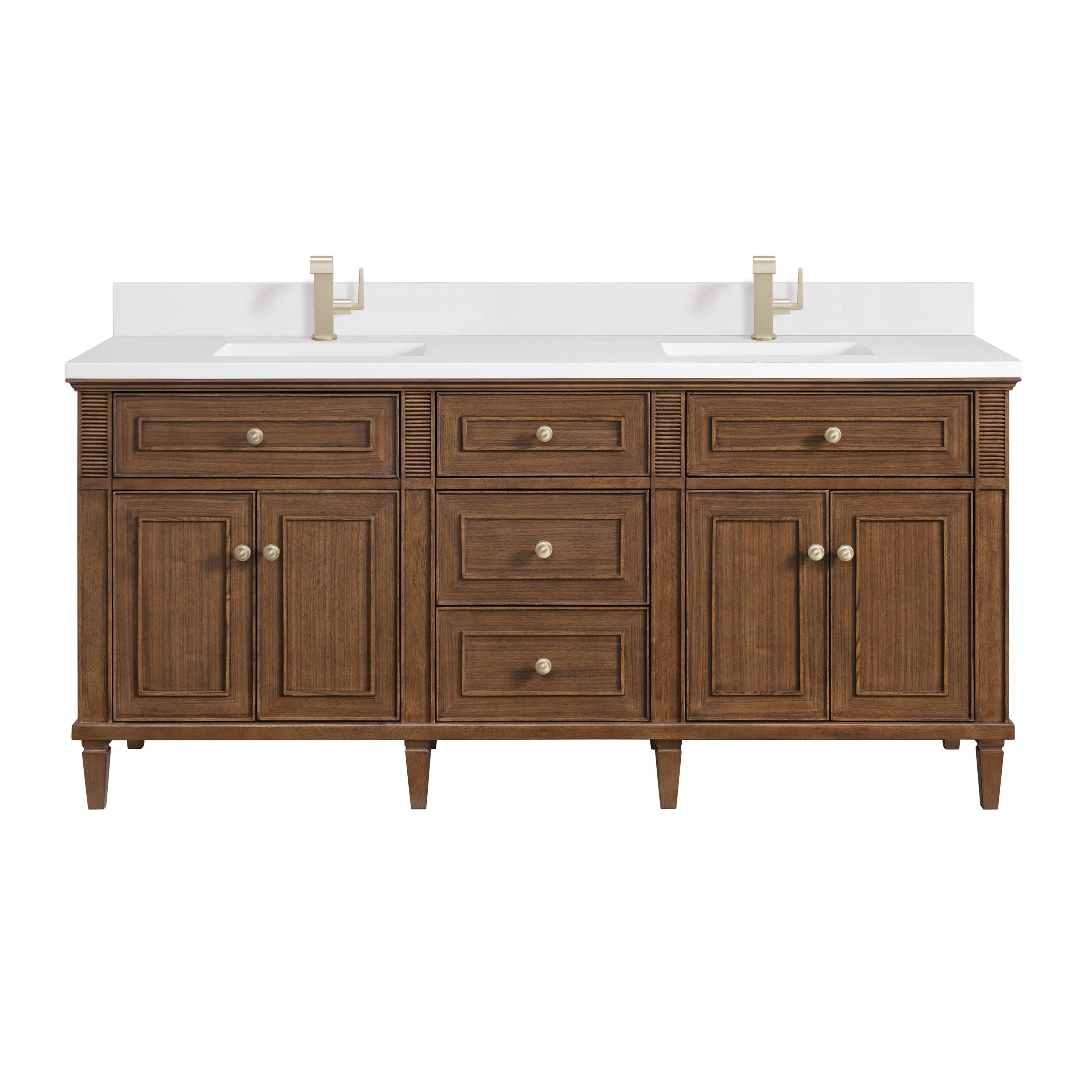 James Martin Lorelai 72"Double Vanity in Mid-Century Walnut with 3cm Countertop
