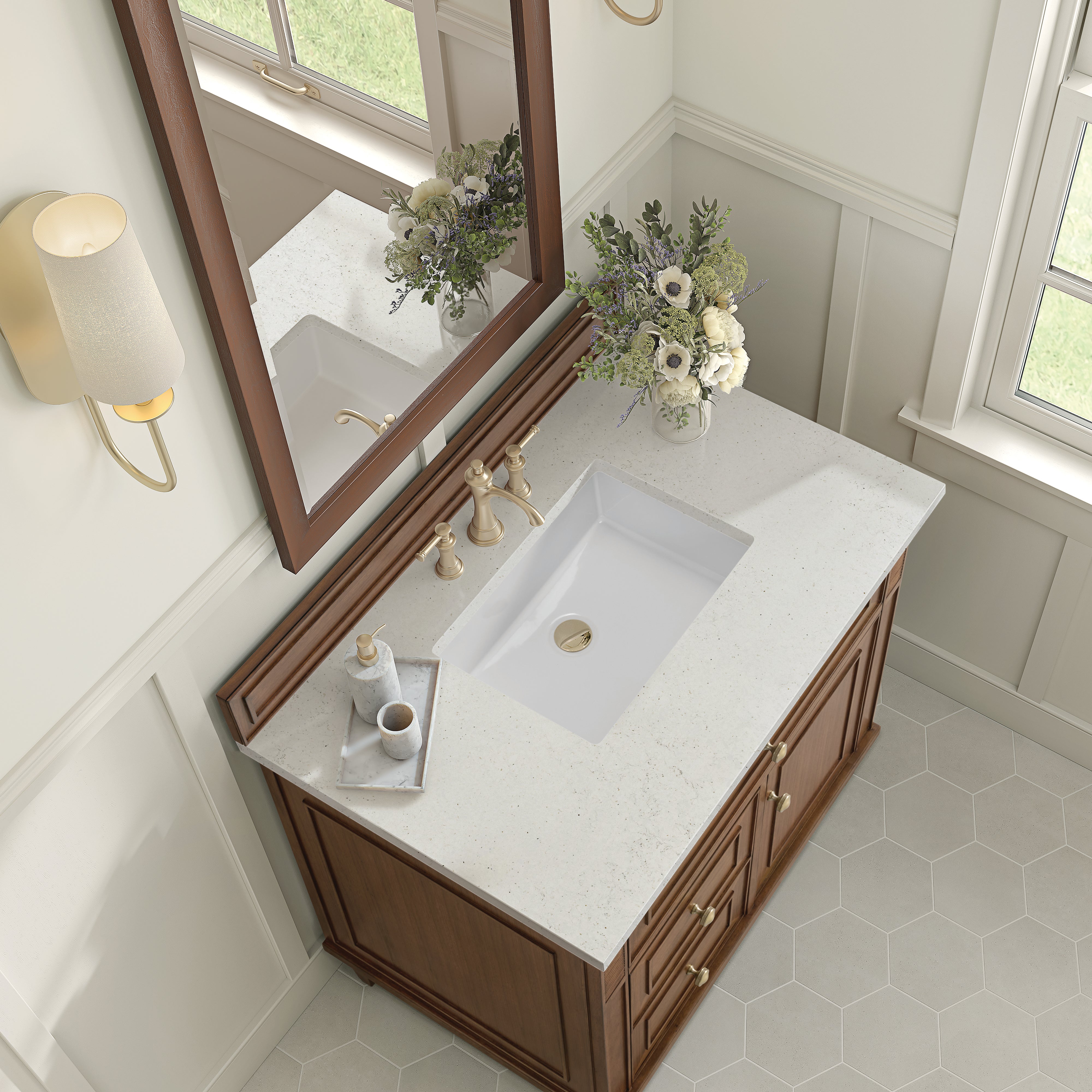 James Martin Lorelai 36" Single Vanity in Mid-Century Walnut with 3cm Countertop