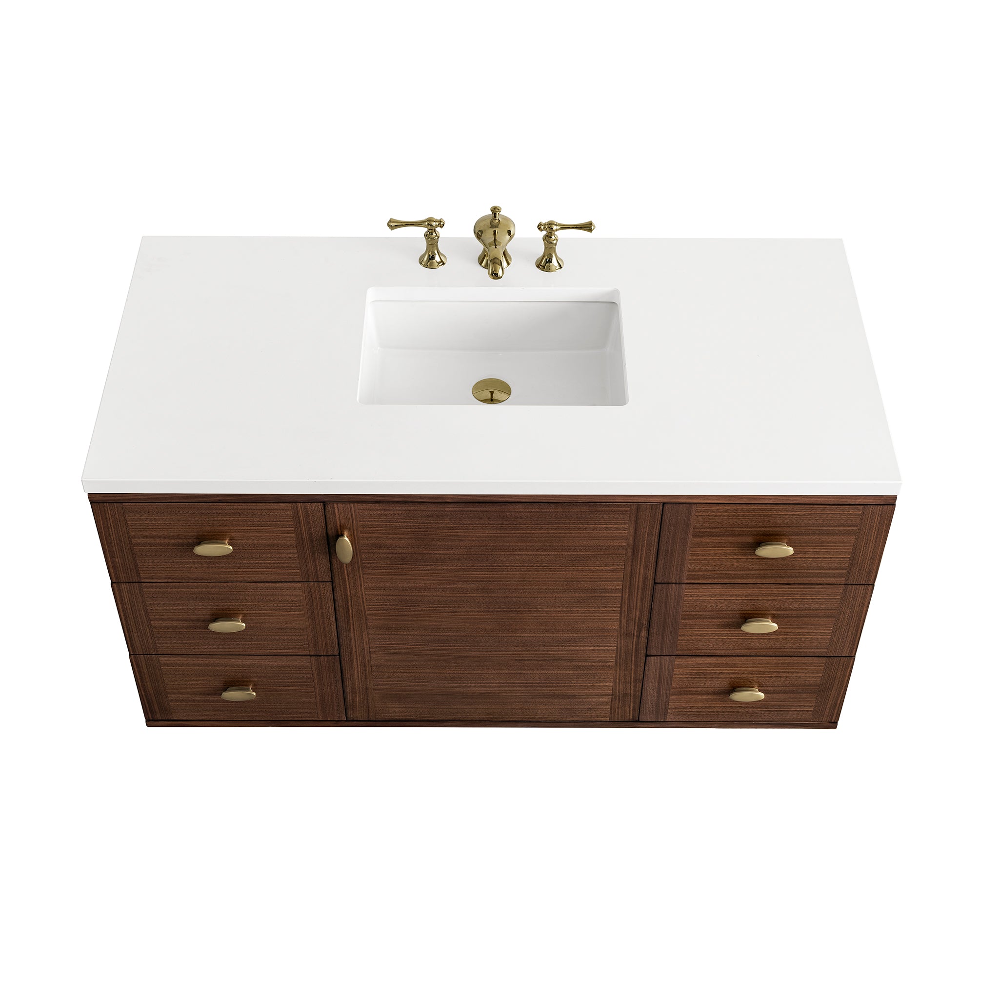 James Martin Amberly 48" Single Vanity in Mid-Century Walnut with 3cm Countertop